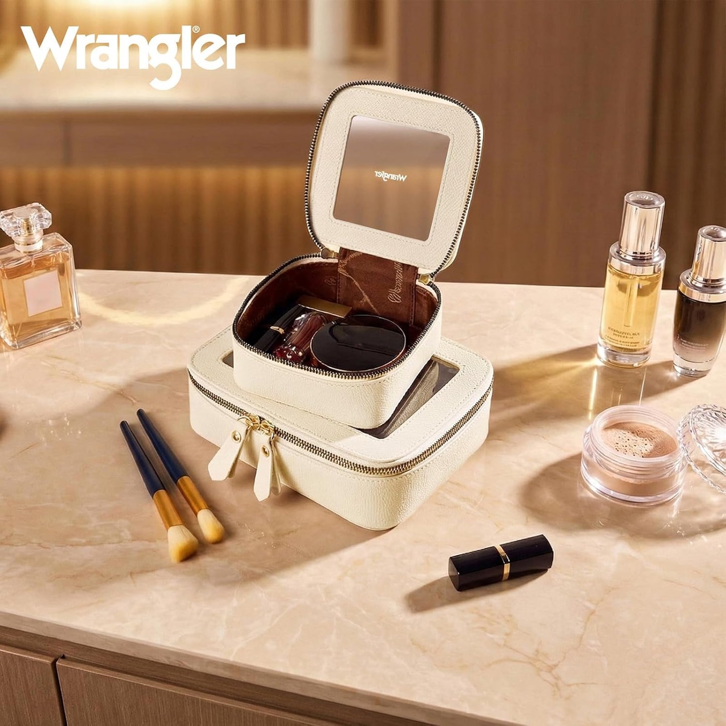 Clear Makeup Bag - Portable Travel Cosmetic Organizer for Women | Montana West X Wrangler