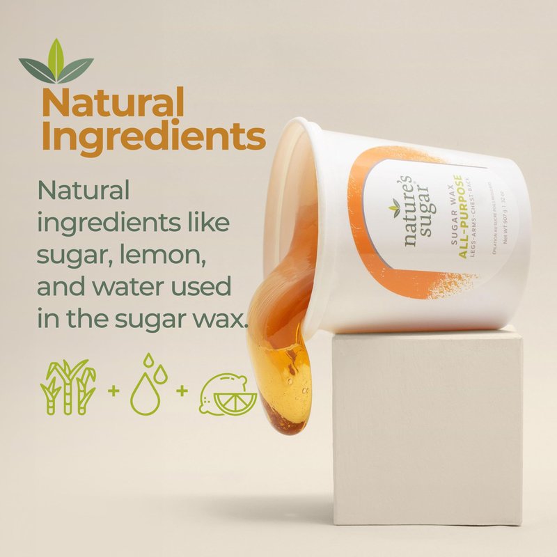 Nature’s Sugar – Beginner-Friendly Vegan Natural Sugar Wax Hair Removal Bundle for Men & Women – All Skin Types Sugaring Paste for Legs, Arms, Back, Chest, & Bikini Line - (1 All Purpose, 1 Firm)