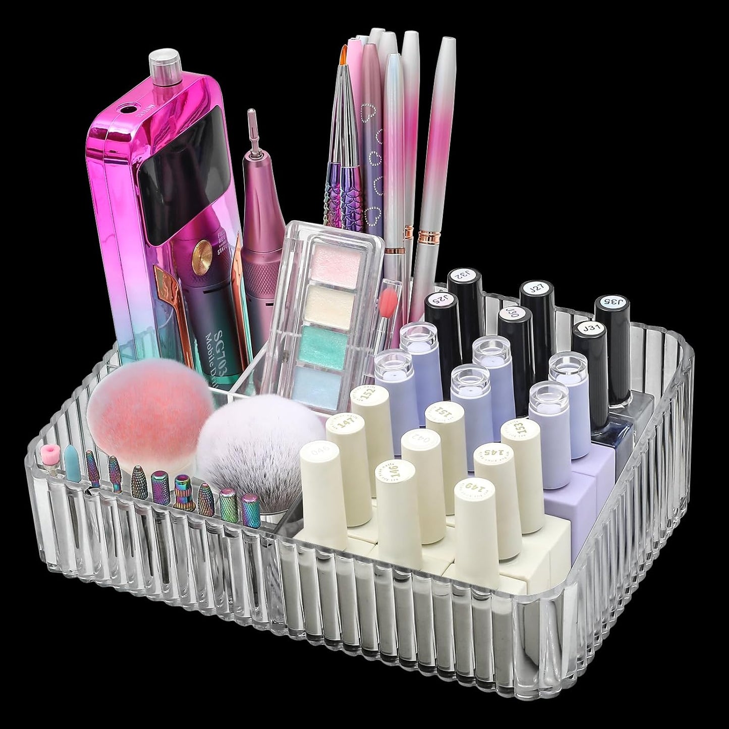 Nail Drill Machine Storage Box - 10-Hole Transparent Acrylic Bit Holder | Professional Organizer for Nail Tools