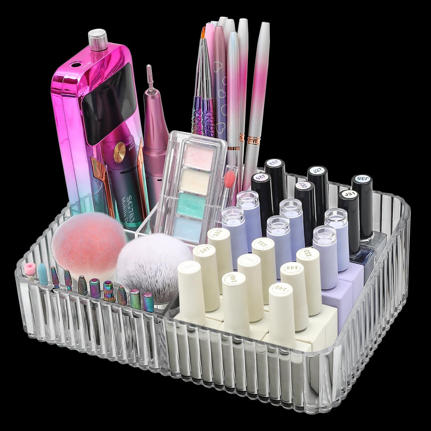 heemeei Nail Drill Holder, 10 Holes Nail Drill Machine & Bits Storage Box