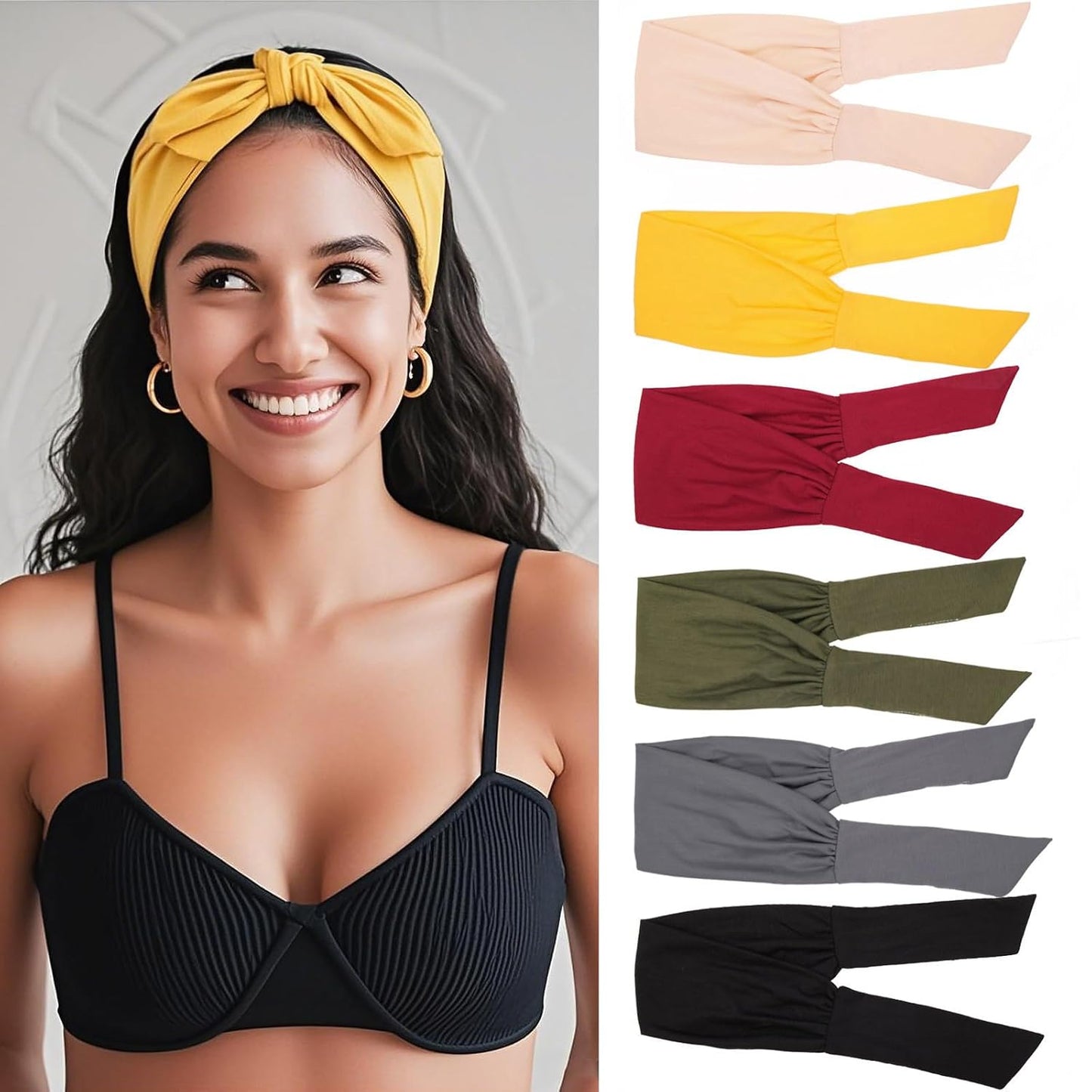 Knotted Adjustable Headbands for Women - 4 Pack Elastic Non-Slip Fashion Hair Bands for Yoga & Sports