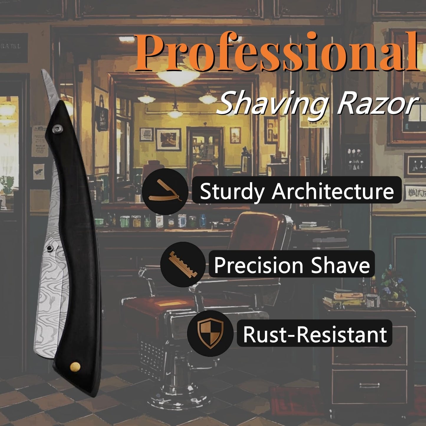 Straight Razor For Men - Premium Stainless Steel Barber Shaving Kit With Wooden Handle & Safety Guard, Single Blade Precision For Smooth Shaving With 10 Blades