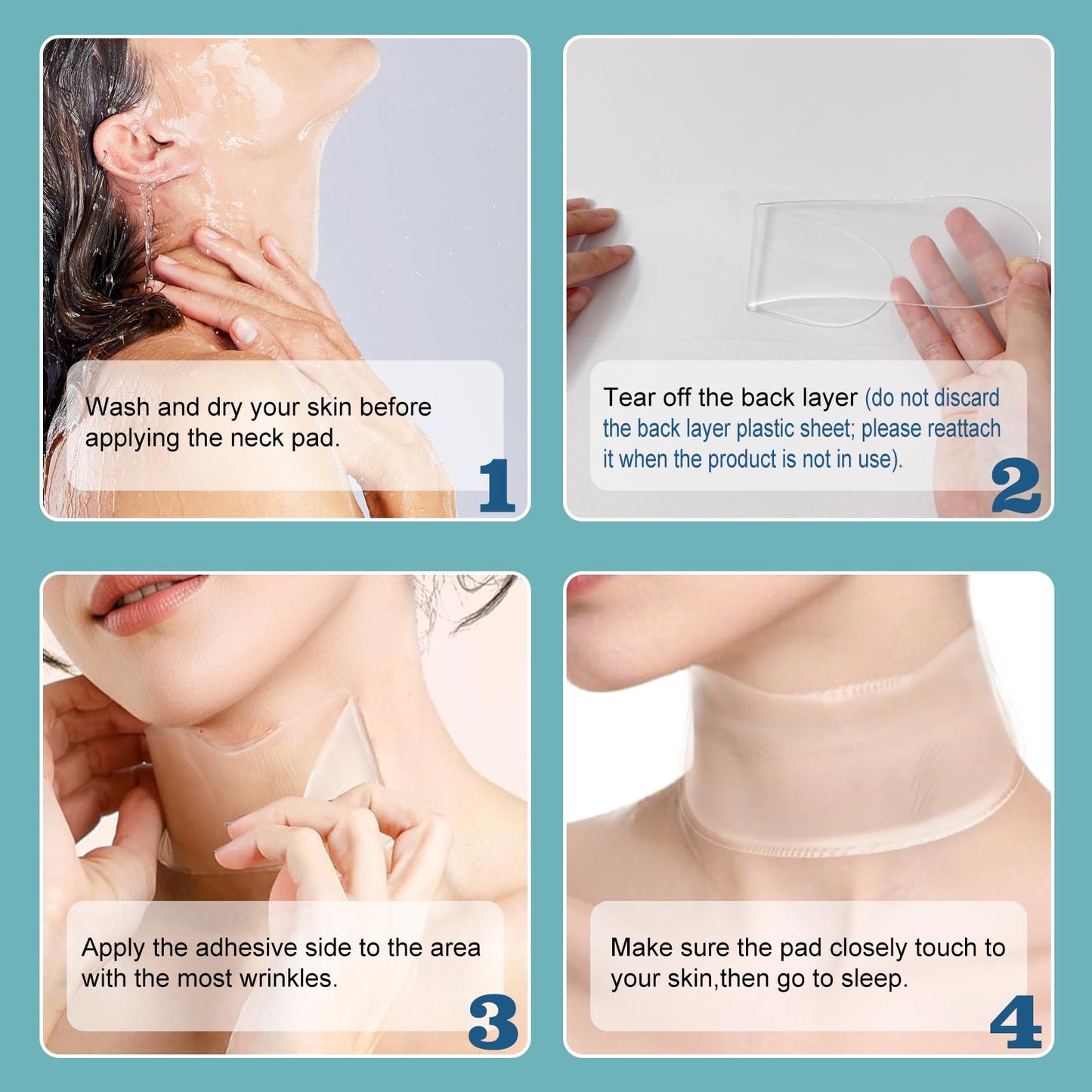 DUBPIRT 5 PCS Silicone Neck Wrinkle Patches - Reusable Overnight Anti-Wrinkle Patches, Anti Aging Silicone Wrinkles Patche for Skin Firming & Neck（2.5 Months Supply - Upgrad Versions2