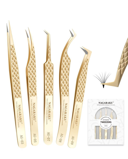 NAGARAKU Precision Fiber Tip Tweezers for Eyelash Extensions