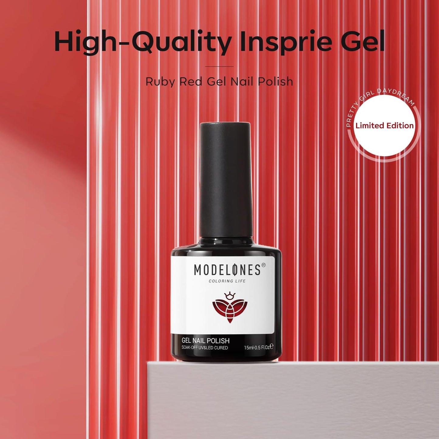 Ruby Red Gel Nail Polish - Dark Red Soak Off Formula for DIY Salon Manicure | 15 ML