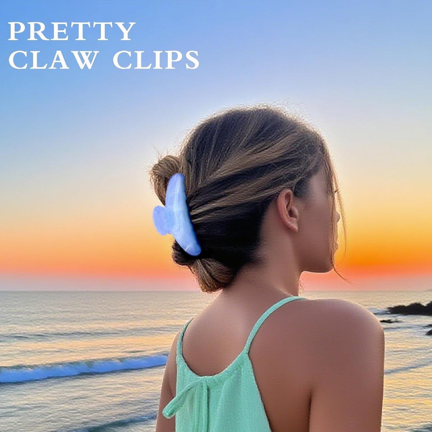 Acrylic Claw Clips for Women - 3 PCS Non-Slip Hair Accessories | Pastel Colors (Blue, White, Pink)
