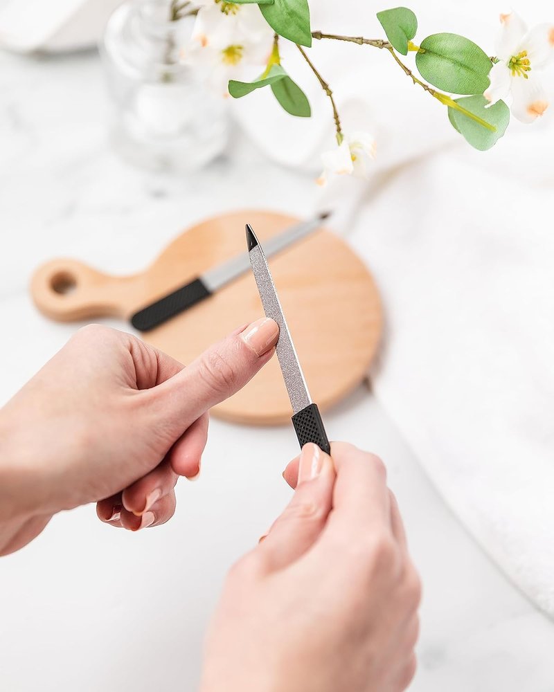 Double-Sided Sapphire Nail File - Comfort Grip Handle | 2-Pack for Easy Nail Shaping