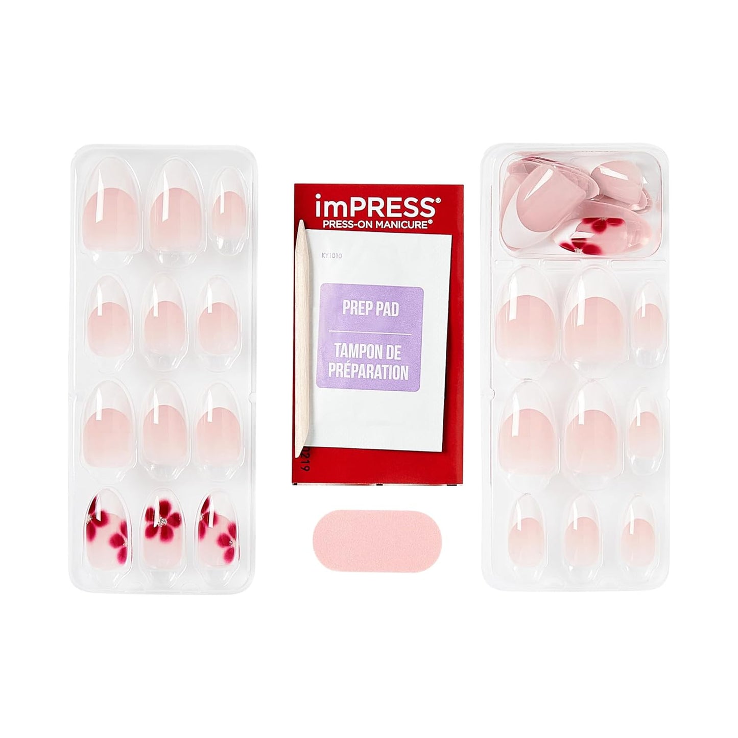 Impress Press-On Nails - Hampton Red Almond Shape | Medium Size, 30 Nails & Accessories Included