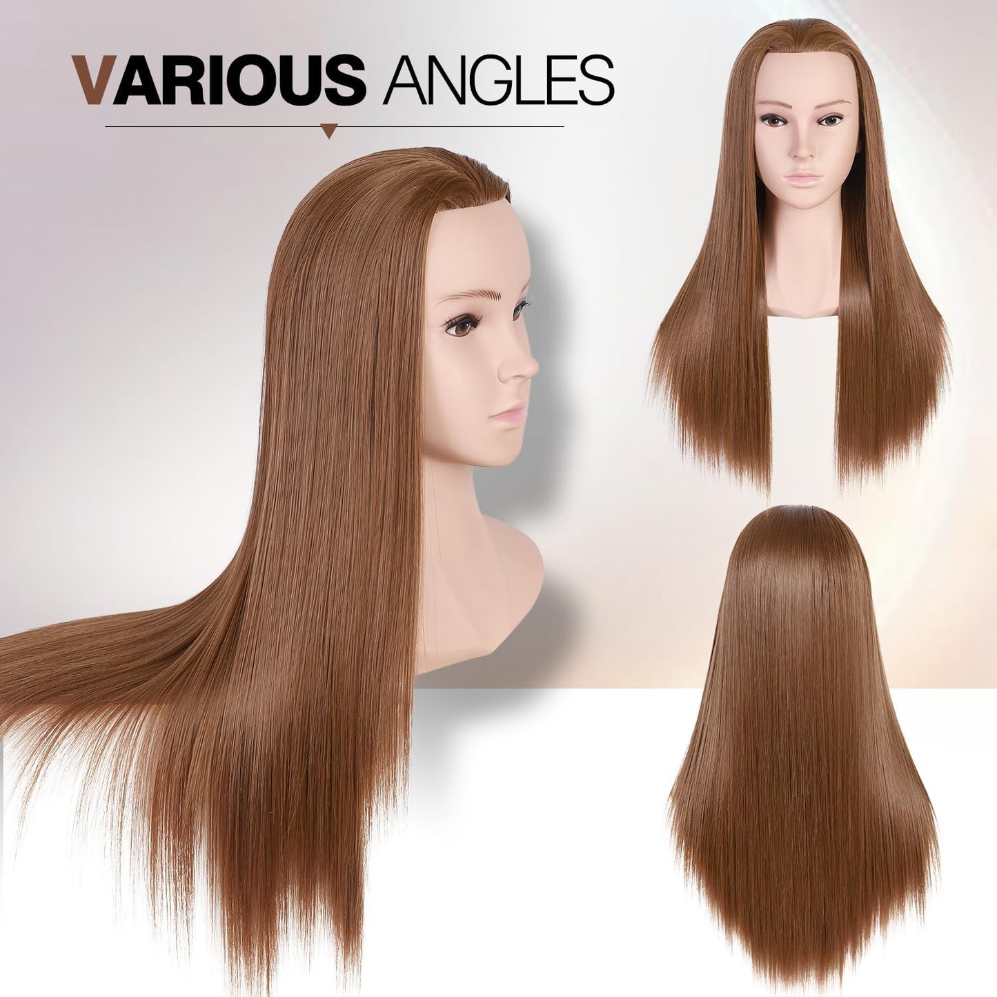 Mannequin Head with Hair - Cosmetology Display & Practice Tool | 26-Inch, Includes Clamp Holder