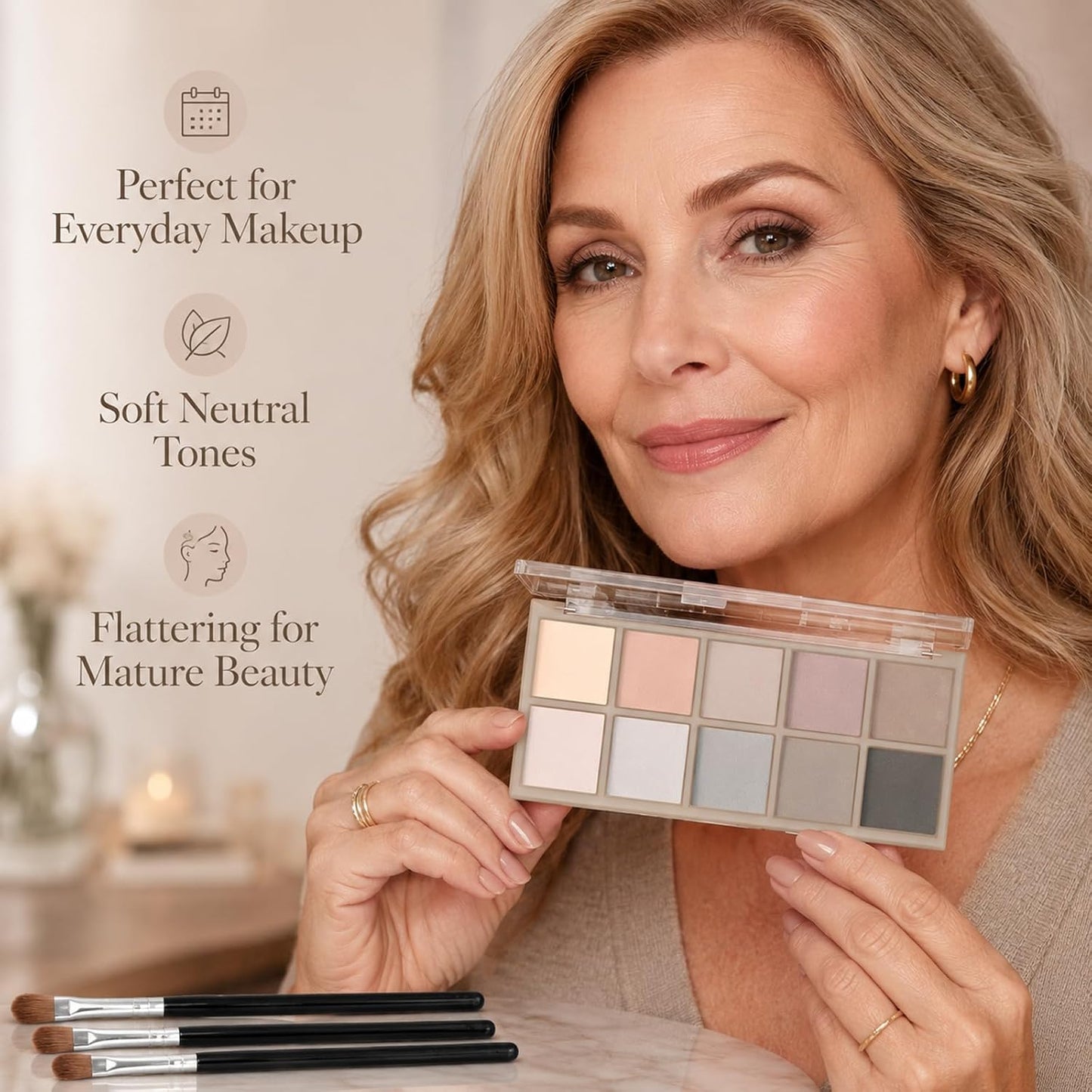 Matte Eyeshadow Palette - 10 Blendable Shades for Smokey Eyes | Waterproof, Long-Lasting Makeup