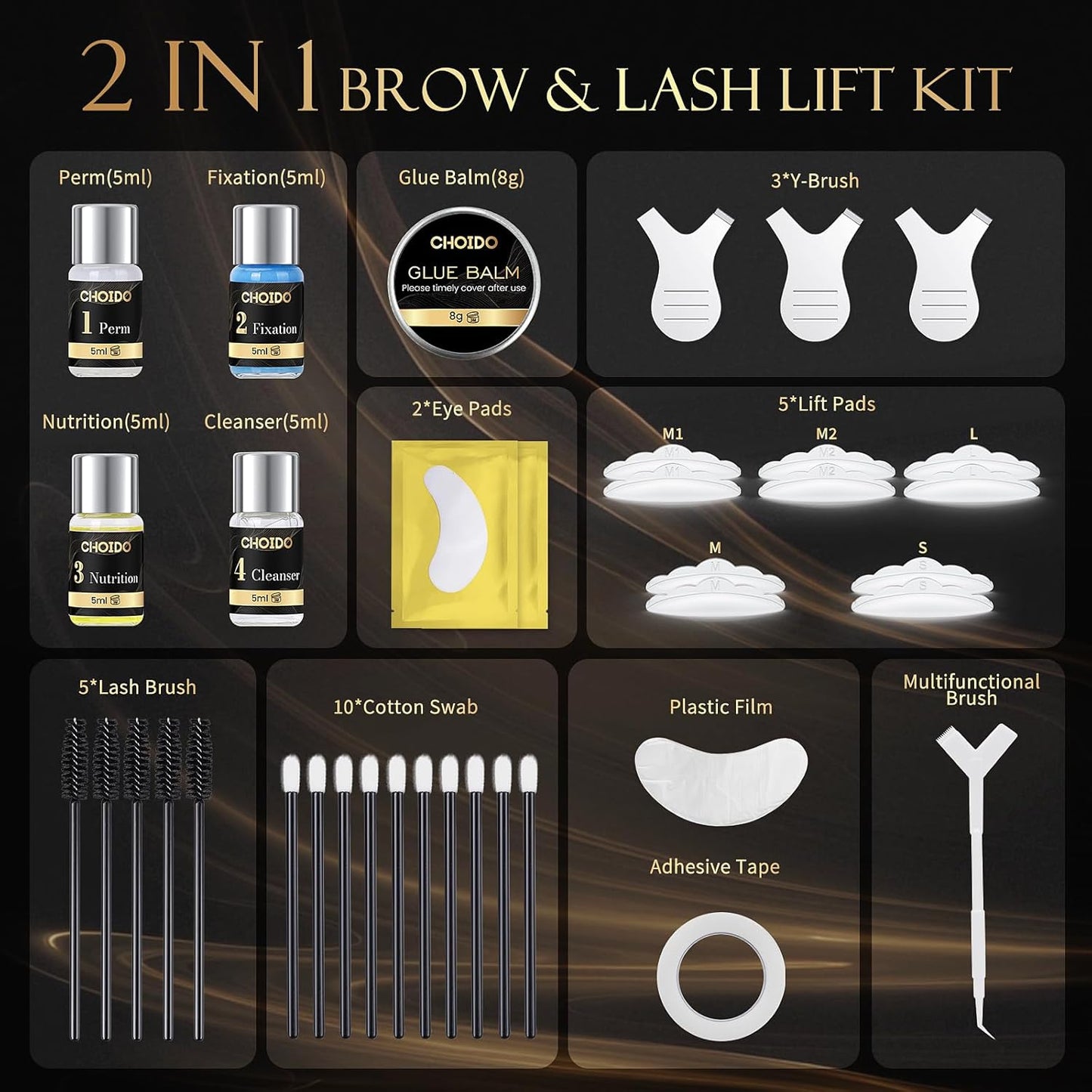 Lash Lift Kit & Eyebrow Lamination - 2-in-1 Professional Eyelash Perm & Curling Set | Lasts 6-8 Weeks (Black)