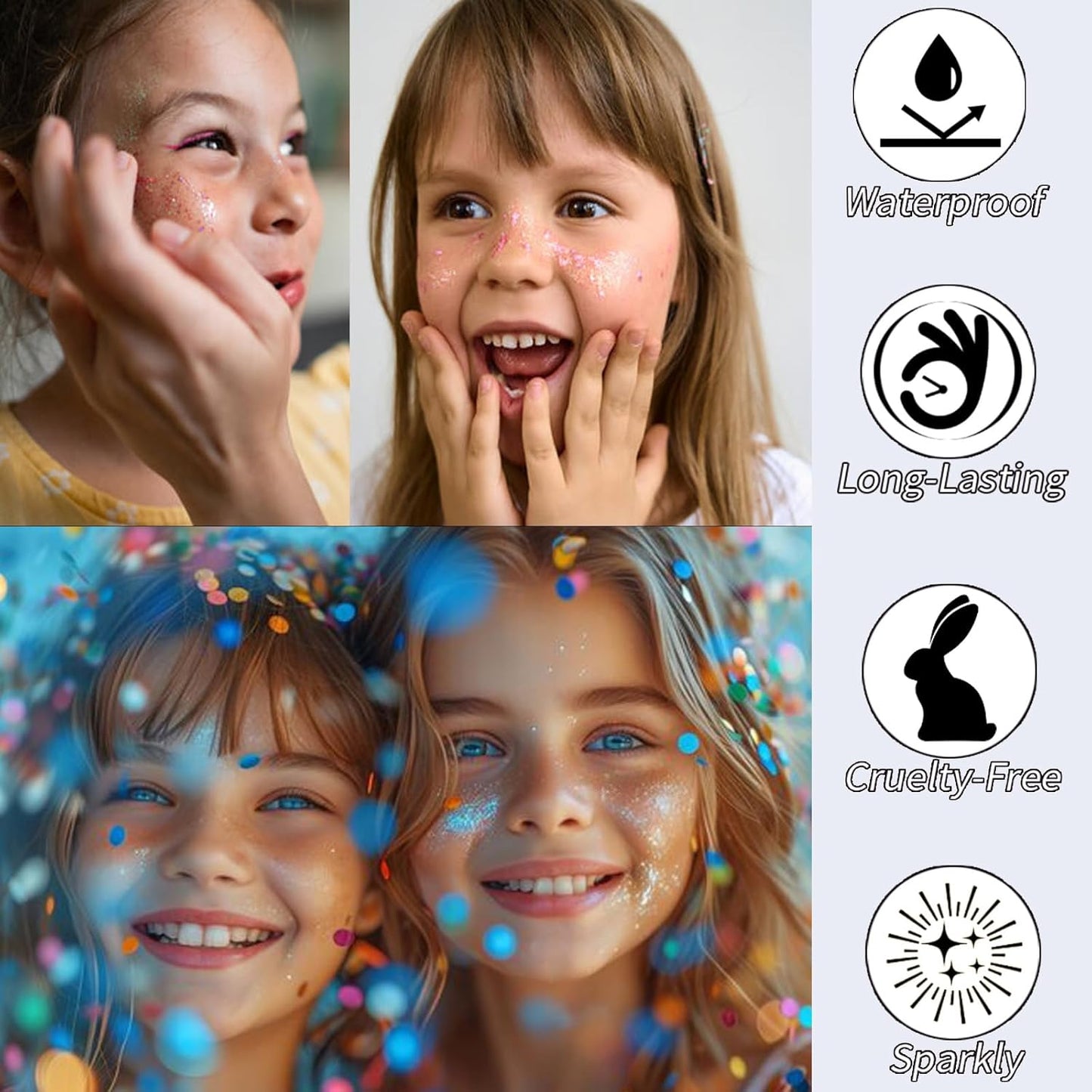 Blue Face Glitter Gel - 4th of July Body Glitter for Festivals | 50ML Sparkling Hair & Makeup