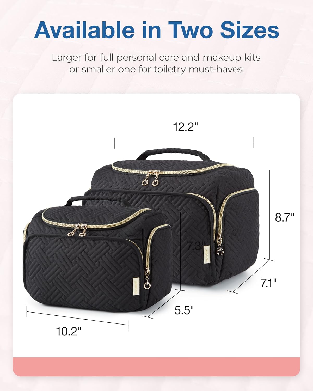 Travel Toiletry Bag for Women - Makeup Organizer with Handle | Full-Sized Cosmetic Bag
