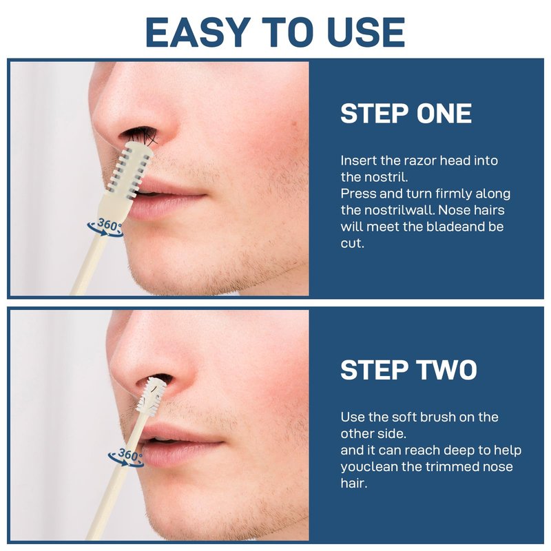DAFEDE Nasal Hair Cutter, Double Sided Nose Hair Knife, 360° Nostril Hair Remover Tool, Nose Hair Trimmer for Men Women, with Soft Cleaning Brush (Beige)