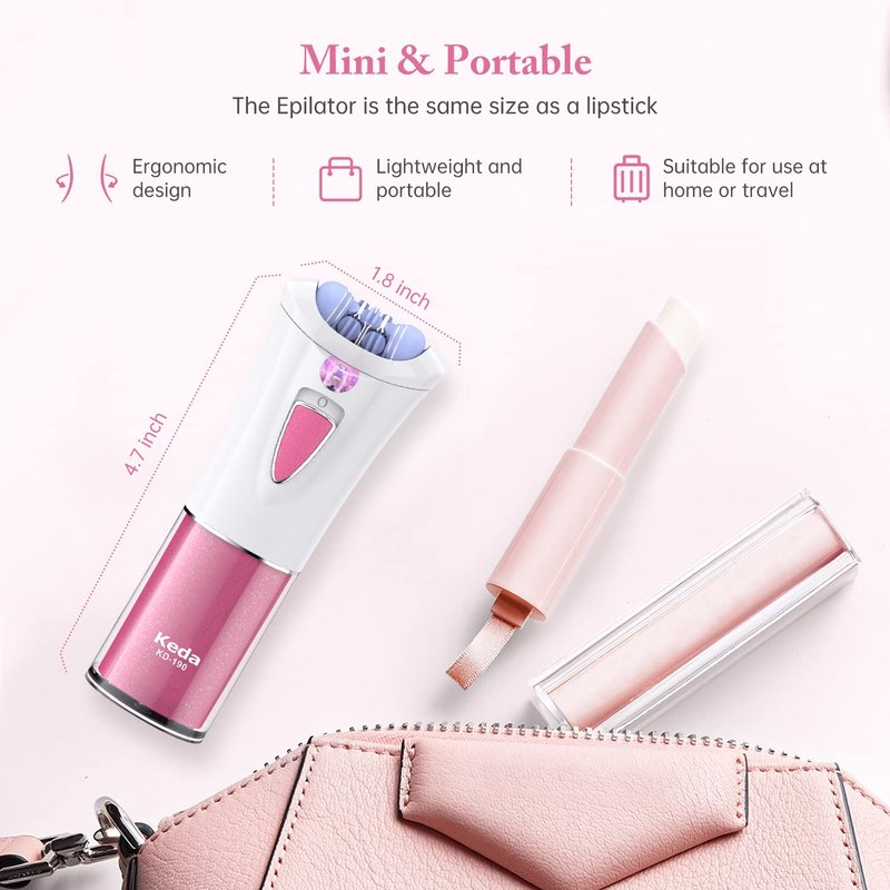 Epilator for Women Face & Body Hair Removal, Smooth Glide Facial Hair Remover, Electric Lady Shaver & Bikini Trimmer, Portable Body Glide Epilator for Legs, Arms, Underarms, Bikini Line
