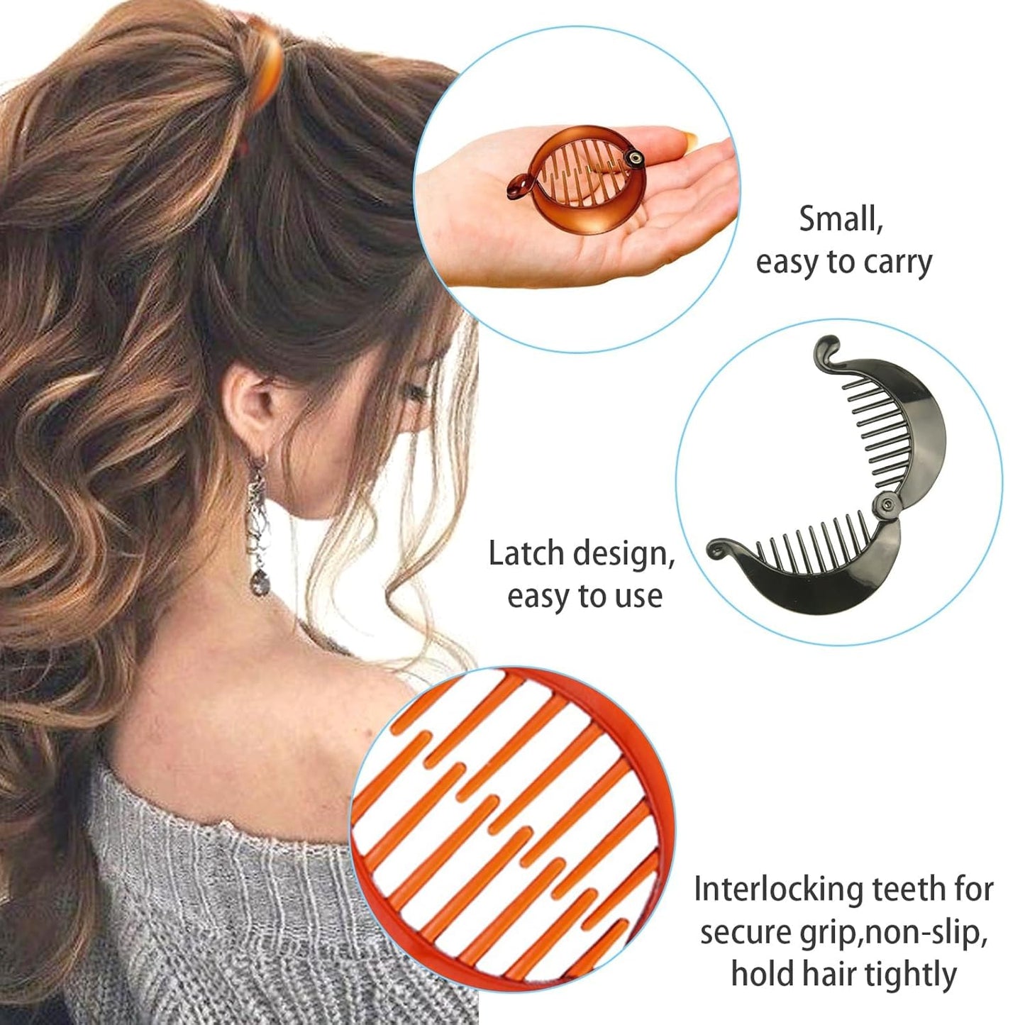 Banana Hair Clips Set - 18 Classic French Fishtail Plastic Ponytail Accessories for Women | 9 Unique Styles