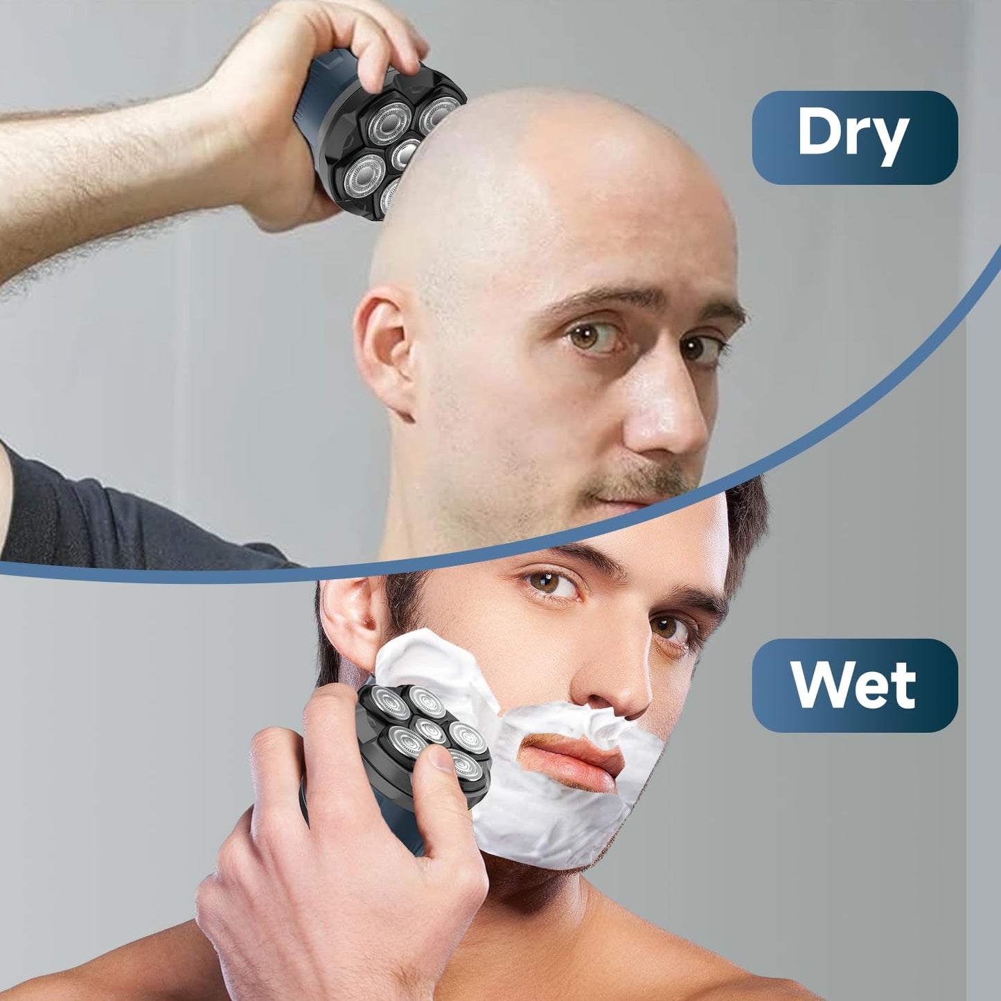 Electric Head Shaver for Bald Men, 6D Flexible Head Shavers, Magnetic Detachable Blade, Bald Razor, Wet & Dry Waterproof Skull Shaver, Cordless USB-C Rechargeable Electric Razor for Men