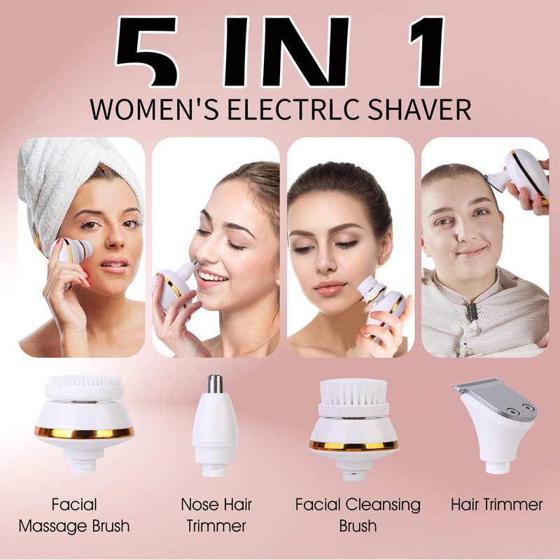 Electric Razors for Women, 7-Head 5 in 1 Painless Rechargeable Dusk Shaver Womens, Women's Shavers Everything, Lady Leg/Bikini/Face Hair Removal Products, Female Wet Dry Shaving Machine