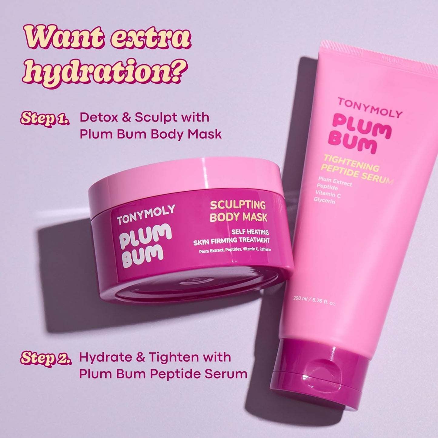 Plum Bum Tightening Peptide Serum - Firming & Hydrating Body Serum with Plum Extract, Vitamin C & Glycerin | 6.76 fl oz