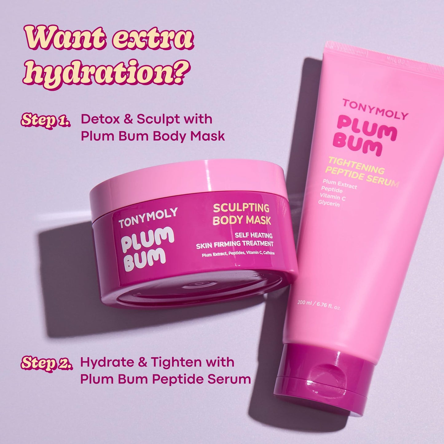 TONYMOLY Plum Bum Tightening Peptide Serum – Firming & Hydrating Body Serum with Plum Extract, Vitamin C & Glycerin, 6.76 fl oz