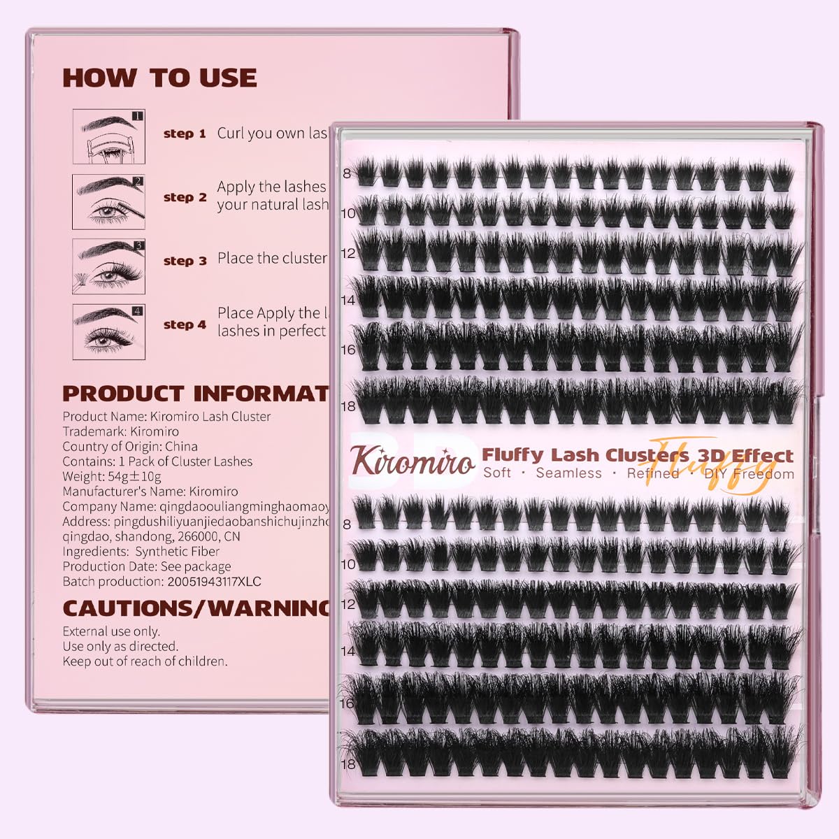 Fluffy Lash Clusters - Volume 8-20mm DIY Individual Lash Extensions | 216pcs 3D D Curl Eyelashes, Soft Thin Band for Full Look