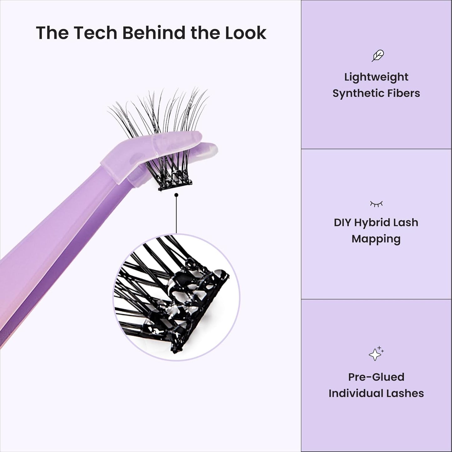 Impress Individual Lash Kit - Pre-Glued Lash Clusters for Natural Volume | 60 Black False Eyelashes