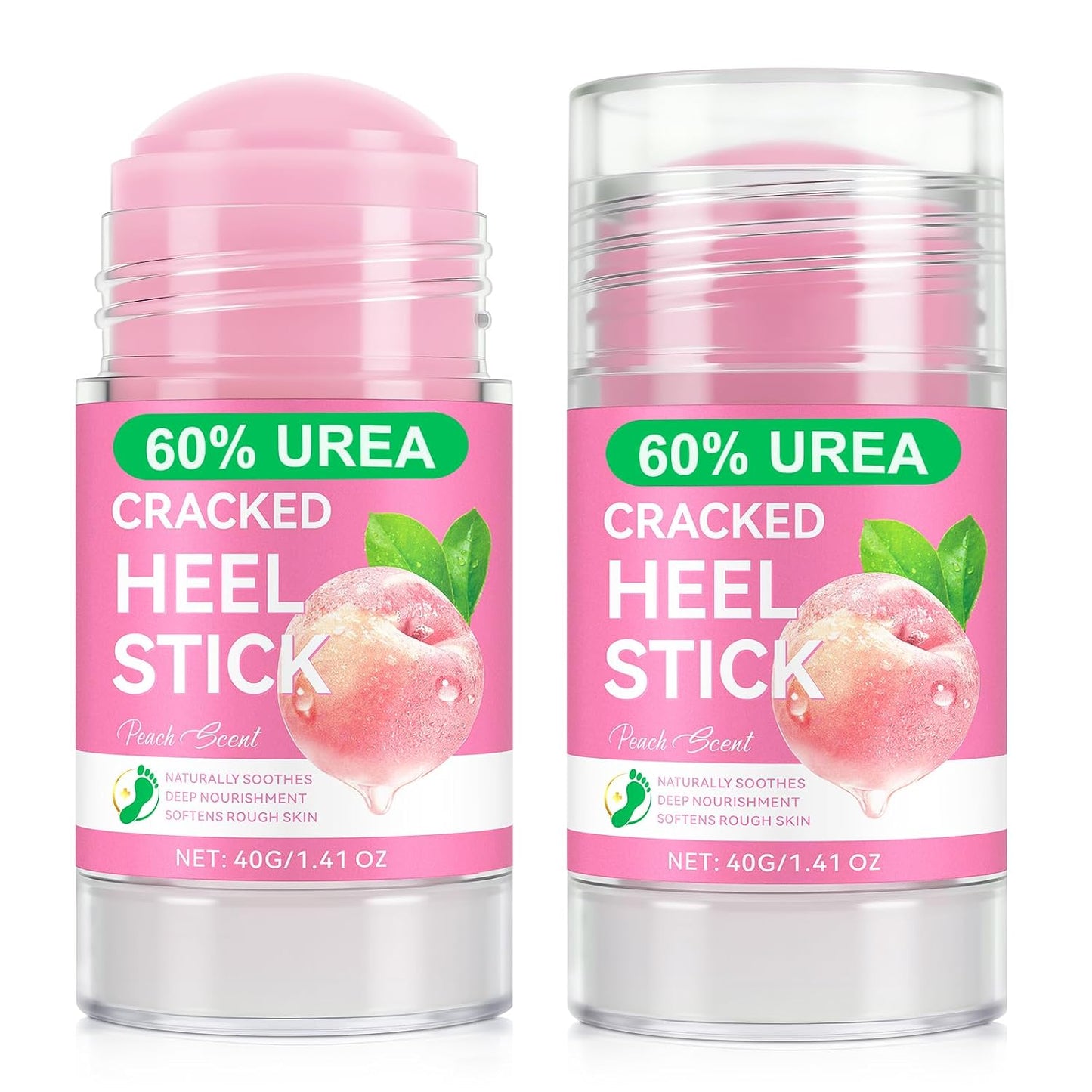 Urea Cream 60% & Salicylic Acid 2% Foot Repair Balm Stick - Intensive Moisturization & Callus Removal | Peach Scent | 1.41 Oz