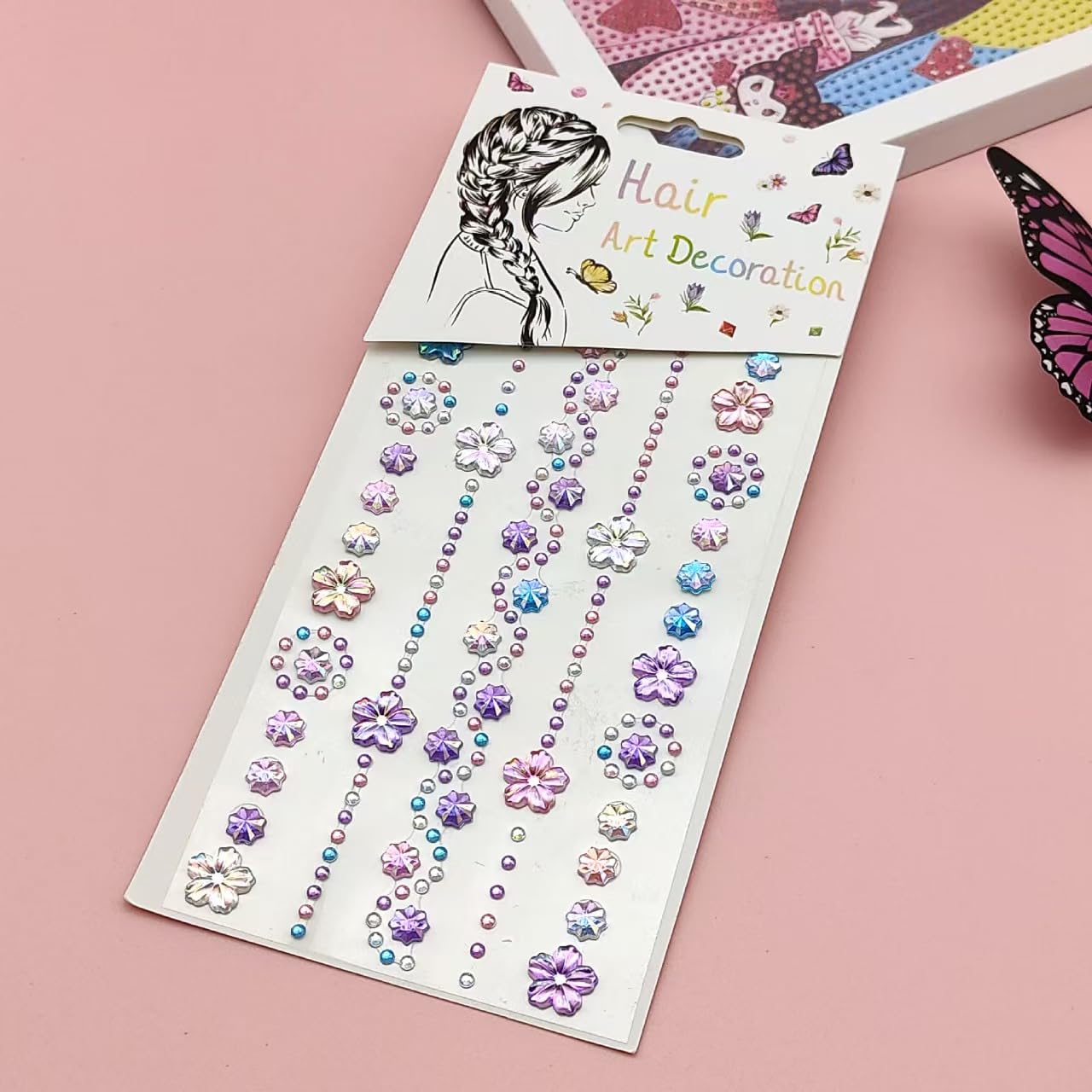 Hairdressing Decoration Diamond Stickers -5 Self Adhesive Sparkling Gemstone Stickers (Love/Moon/Star) Suitable for Facial Hair, Nail Art, Party, Festival DIY Decoration