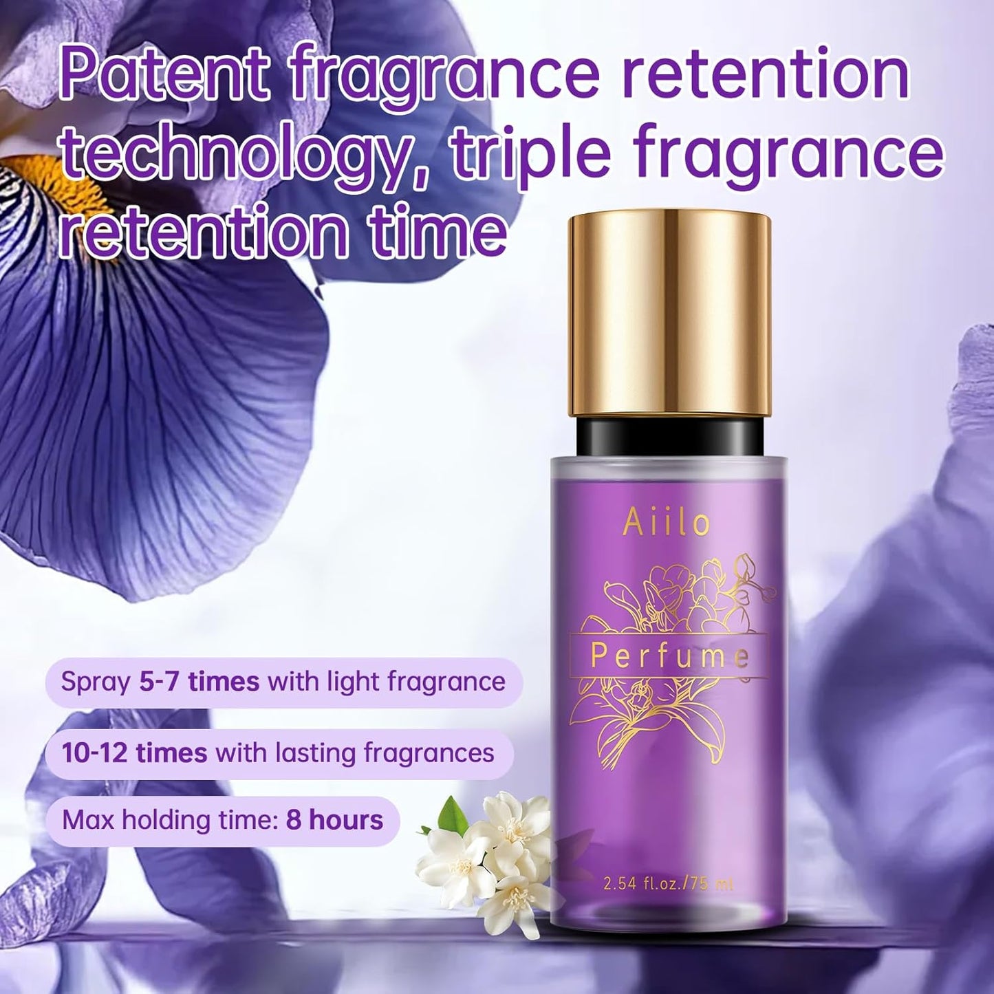 Natural Hair Perfume for Women - Long-Lasting Fragrance for Hair, Body & Clothes | 75ml/2.54 fl oz - Transparent Violet