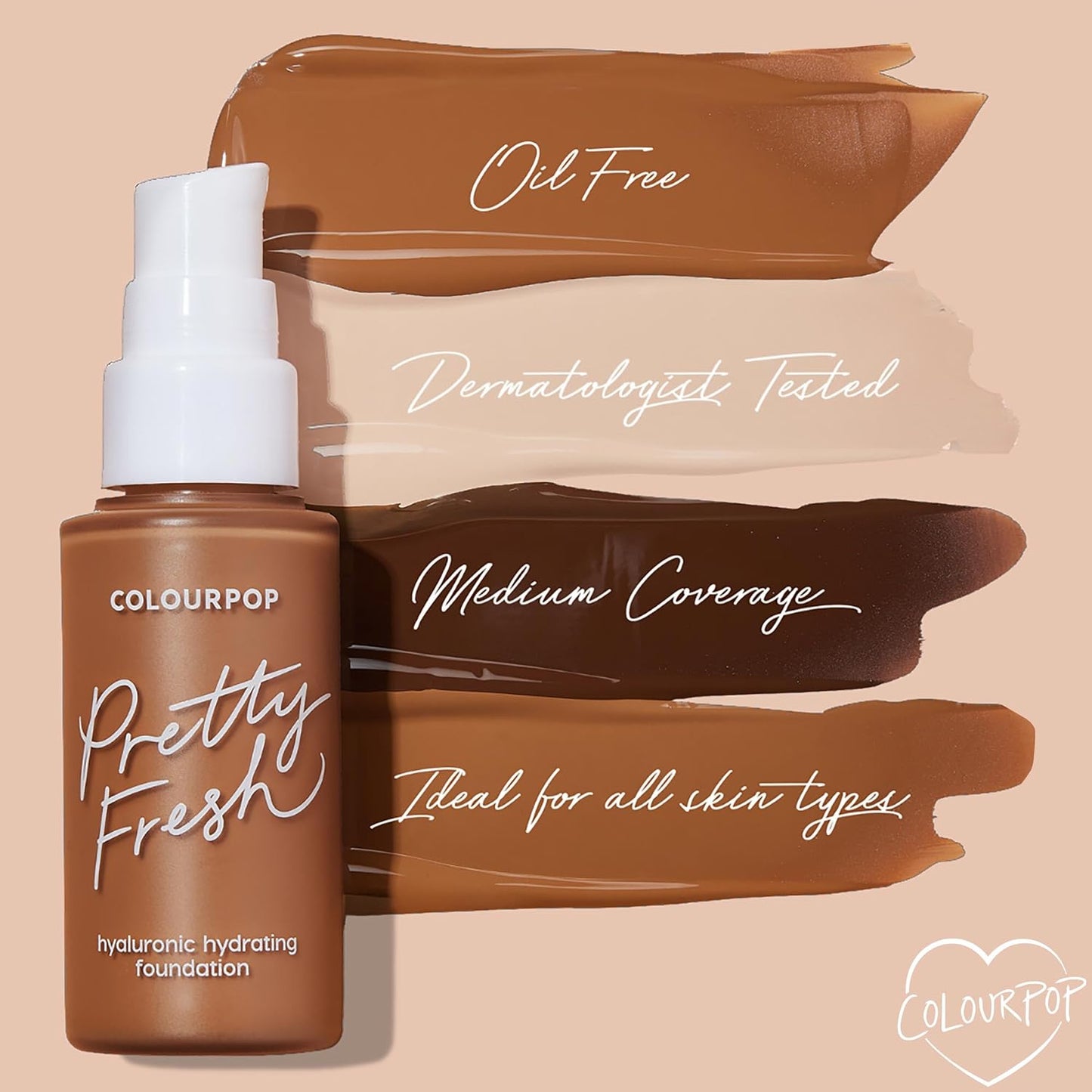 ColourPop Pretty Fresh Liquid Foundation - Hydrating Medium Coverage Foundation with Hyaluronic Acid & Coconut Water | Medium 80W (1 oz)