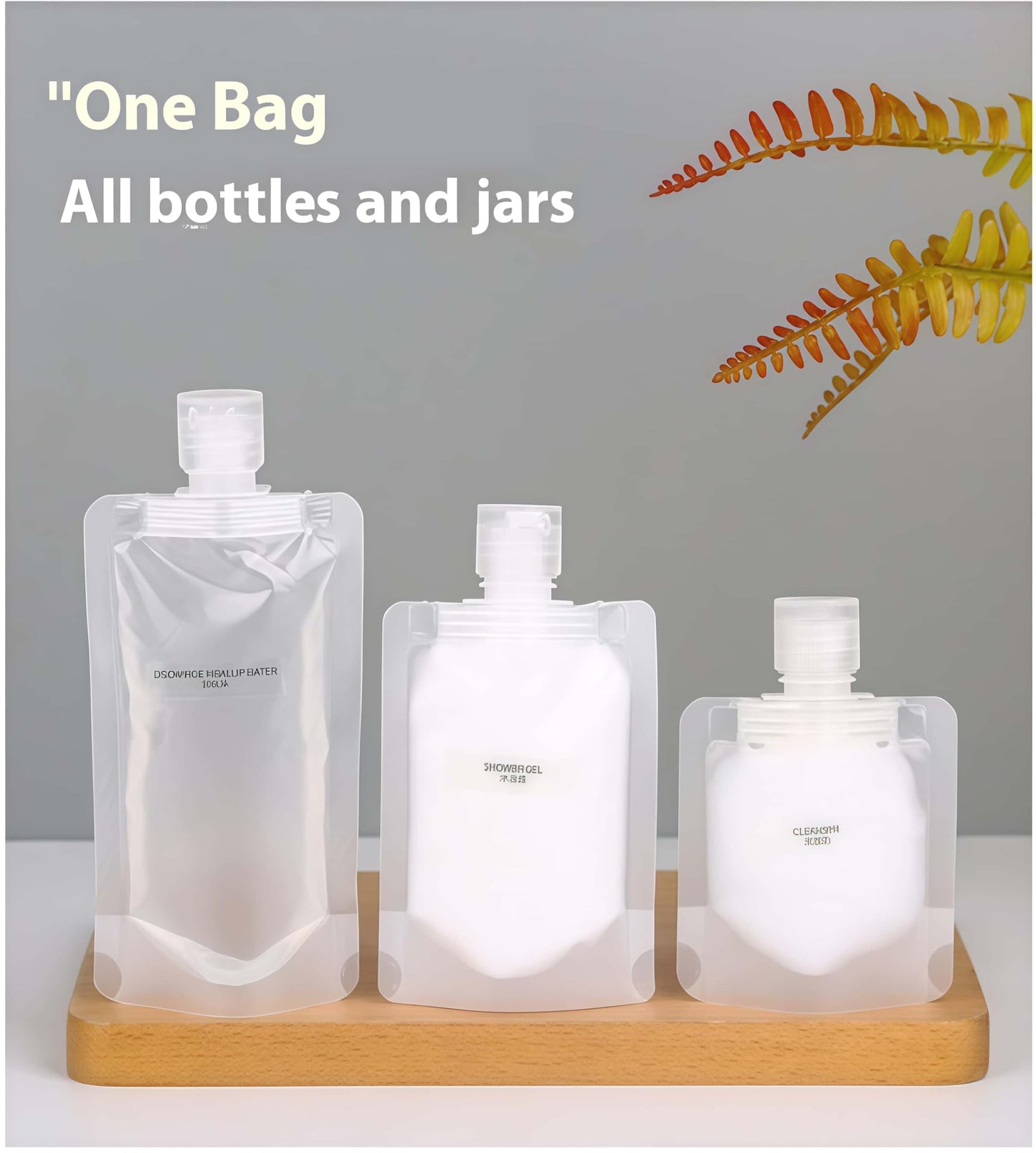 MAAYKOM 10 Pack Travel Pouches for Toiletries, Size Portable Containers,Stand Up Pouch,Refillable Travel Accessories for Shampoo Conditioner (100ML/3.4OZ/10piece)