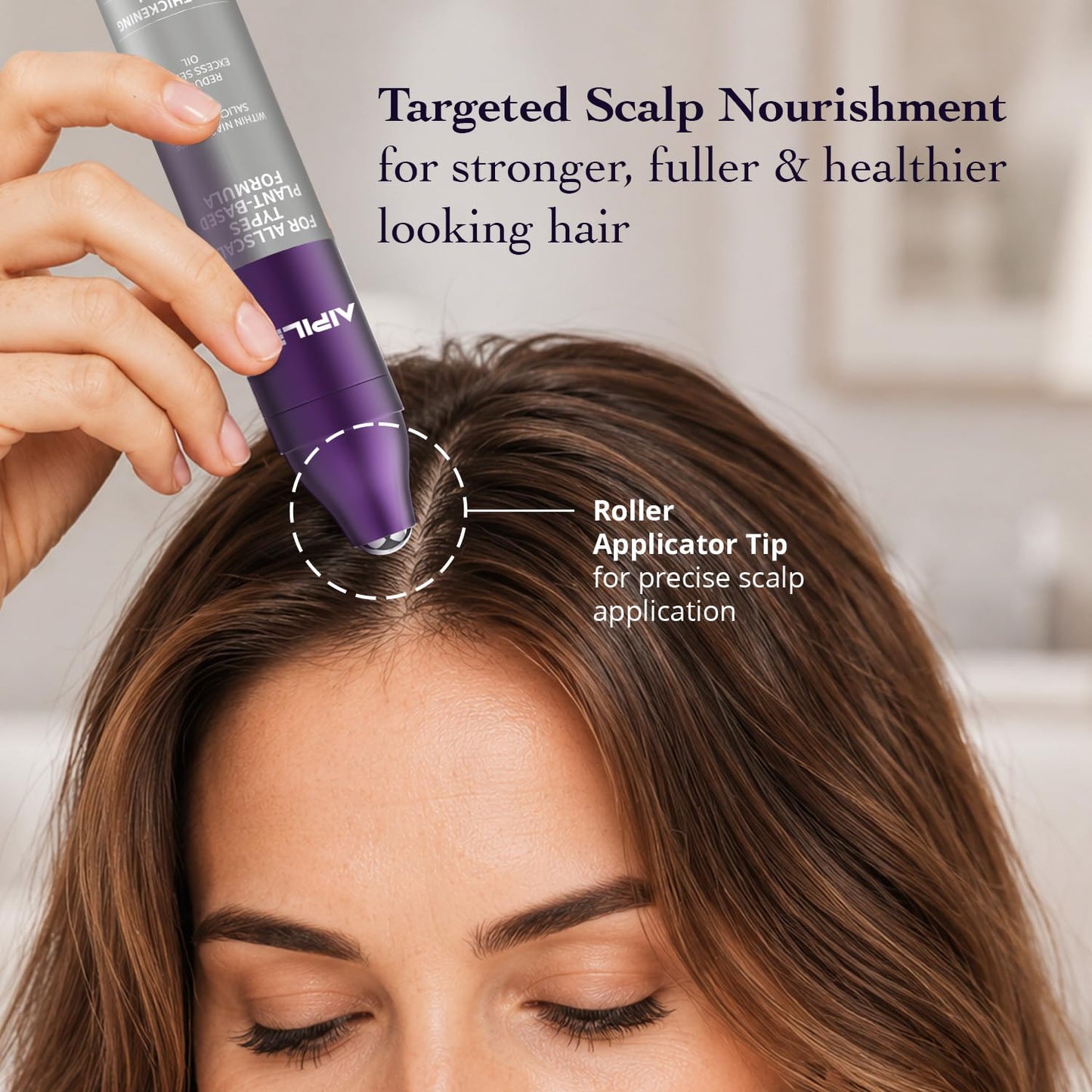 Hair Thickening Serum for Thinning Hair: Roll On Scalp Treatment with Rosemary Niacinamide & Salicylic Acid – Helps Reduce Hair Loss Due to Breakage Controls Oil – Korean Hair Care Metal Roller