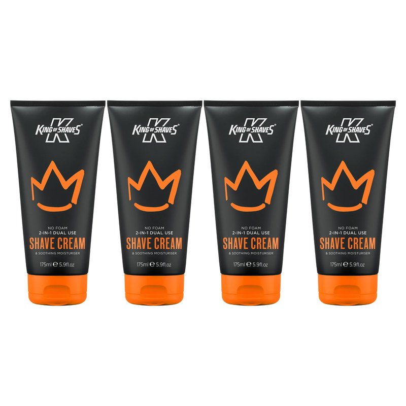 King of Shaves 2-in-1 No Foam Shaving Cream & Daily Moisturising Face Cream for Men 5.92 fl oz QUAD PACK