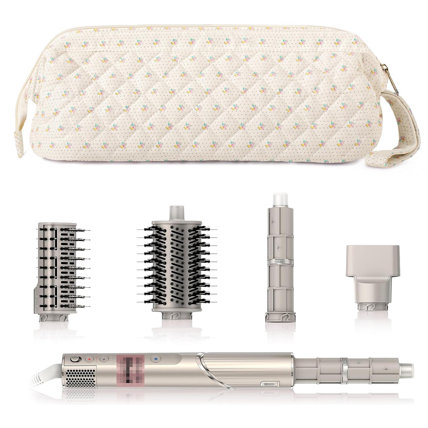 Voryssent Quilted Hair Tool Travel Bag, Shark Flex Style Travel Case For Dyson Hair Dryer Airwrap Bag, Curling Iron Bags Quilted For Shark Dyson Revlon Organizer Accessories (A-Flower)