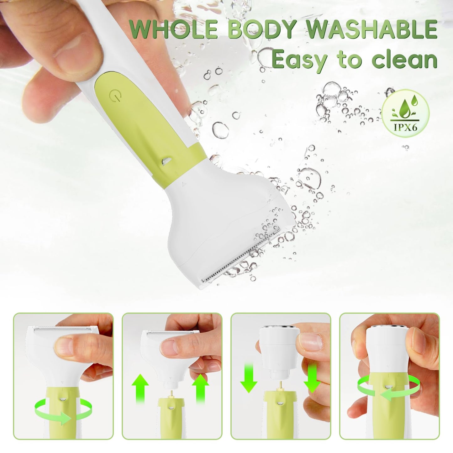 Electric Shaver for Women, Wet/Dry Razors for Women with LED Display, 4 in 1 Cordless Hair Remover for Arms Legs Pubic Armpit Face, IPX7 Waterproof, Painless Electric Grooming Kit
