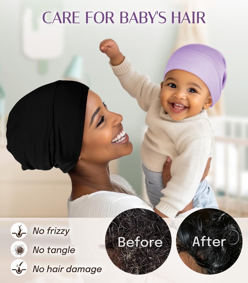 OLESILK Silk Baby Bonnet for 0-6 Months - 100% Mulberry Silk Toddler Hair Bonnet, Adjustable Night Cap for Sleeping Purple