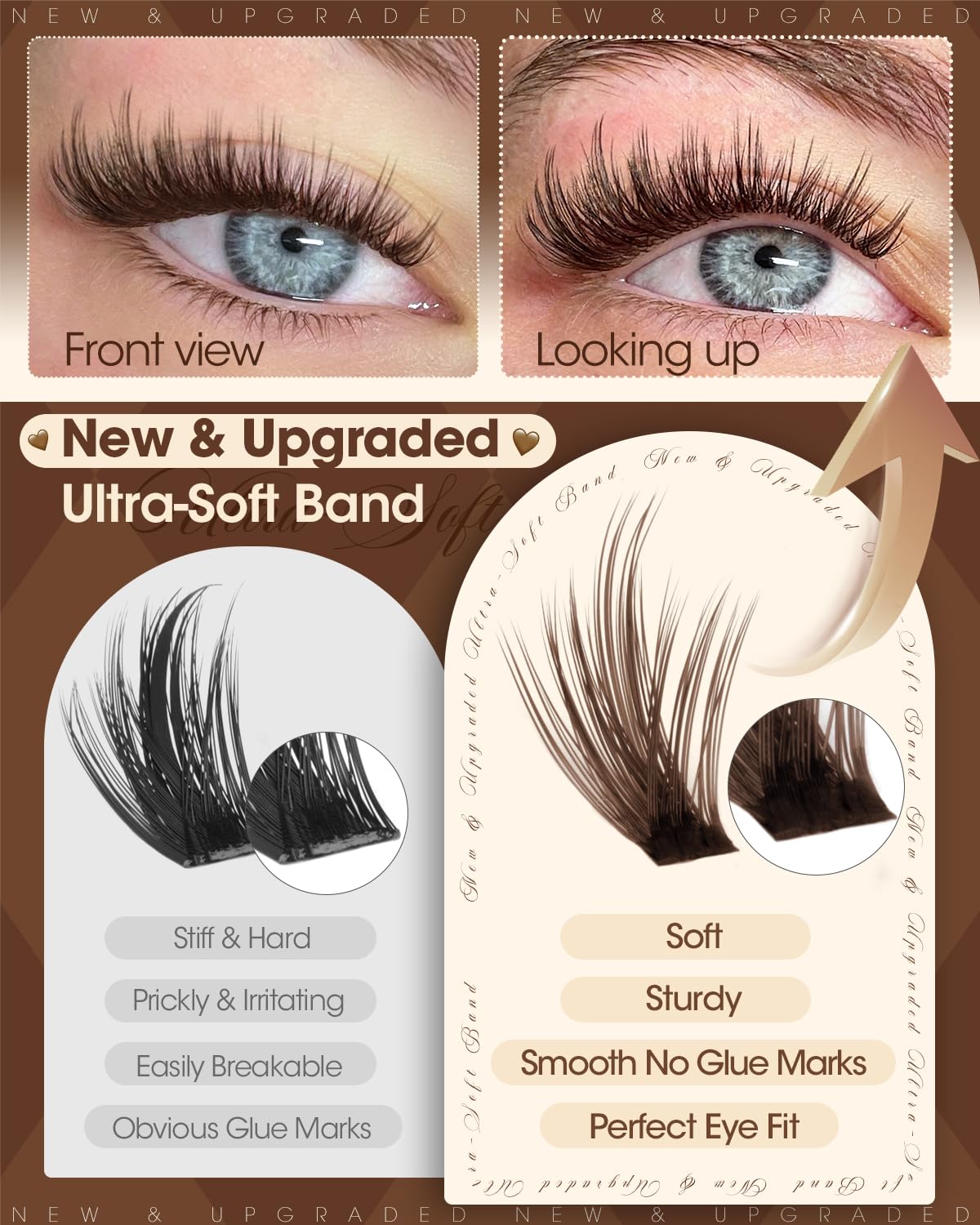 Brown Lash Clusters Manga Eyelash Clusters Fluffy Cluster Eyelash Extensions Natural Spiky Cluster Lashes Wispy Dark Brown Individual Lashes 10-16MM D Curly DIY Lash Extension by Lvmixwig