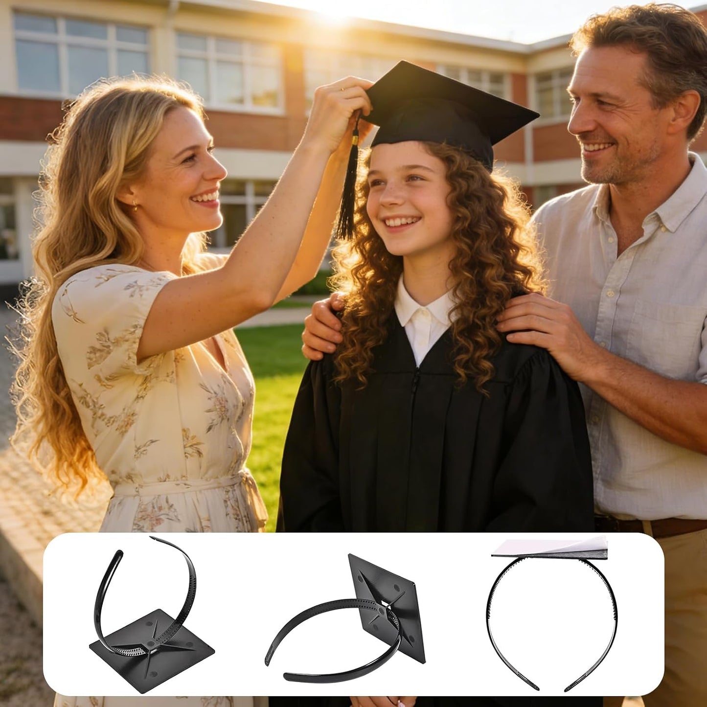 Graduation Cap Headband - Secure Anti-Fall Hairband for Graduates | Comfortable Fit for Students
