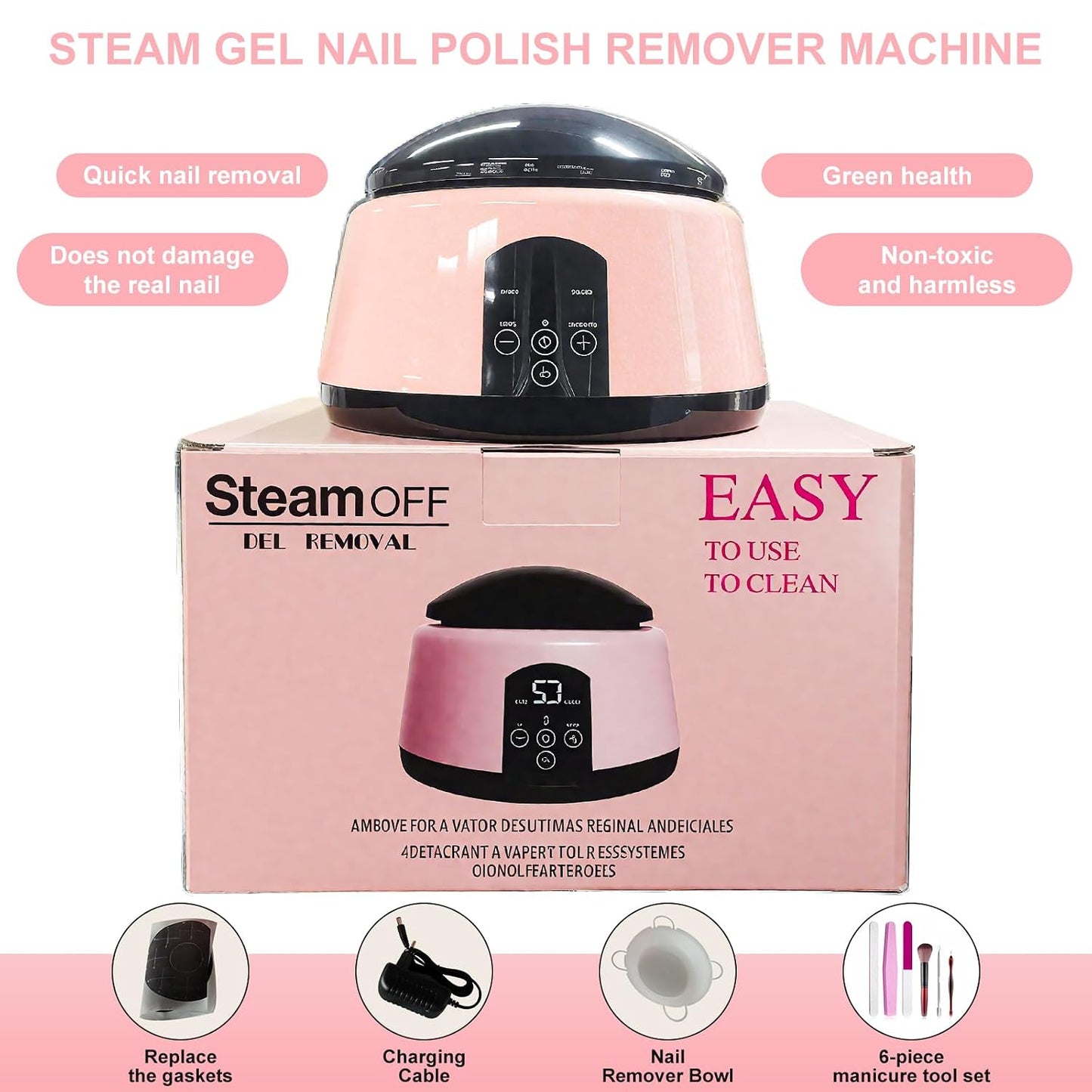 Electric Nail Soaking Bowl - Adjustable Temperature Nail Polish Remover | Fast Soak Time for Home & Salon Use