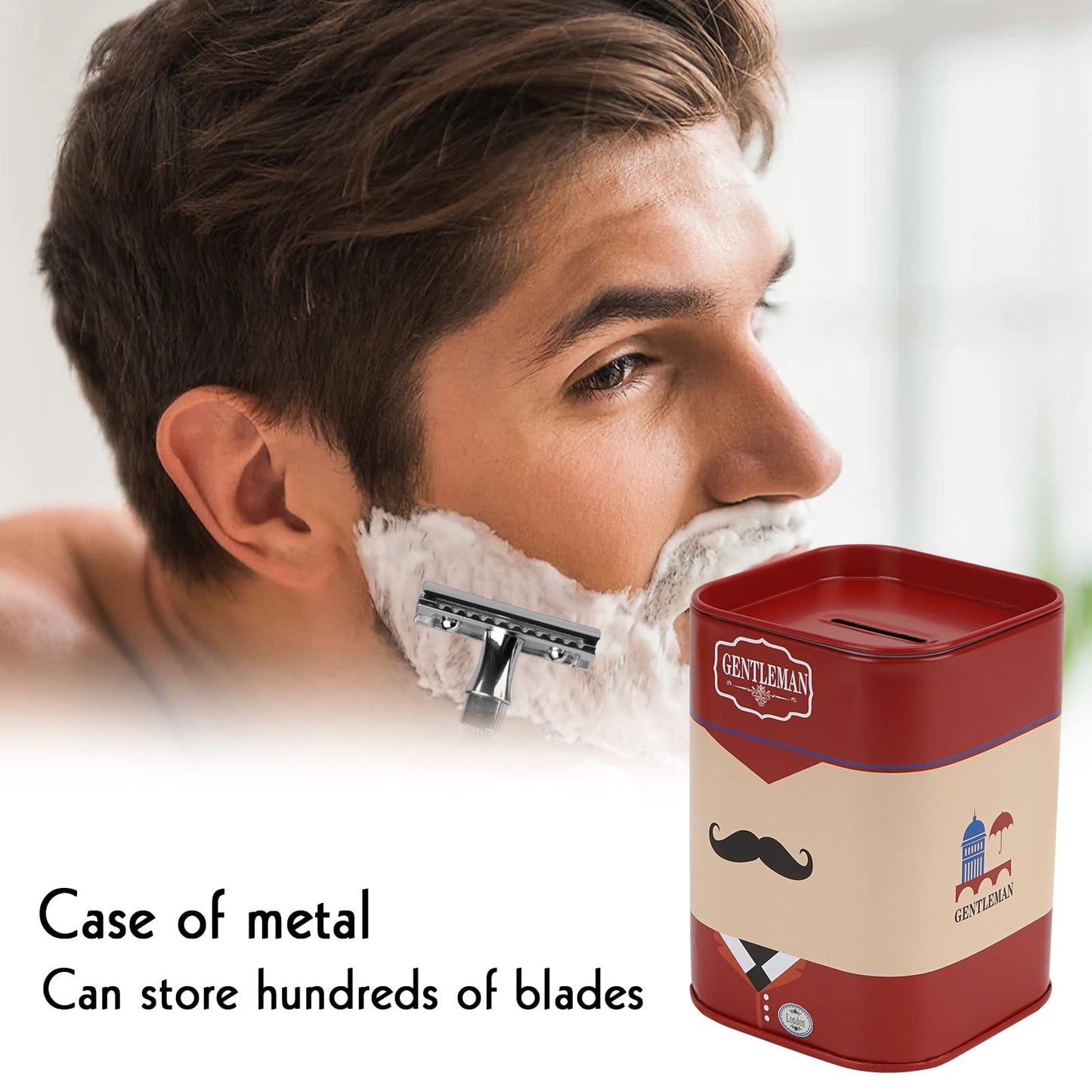 1 Pack Razor Blade Disposal Container for Safety Razor Blade, Detachable Safe Blade Bank for Used Leaf Razor, Large Capacity Razor Iron Disposal Case (Red A)