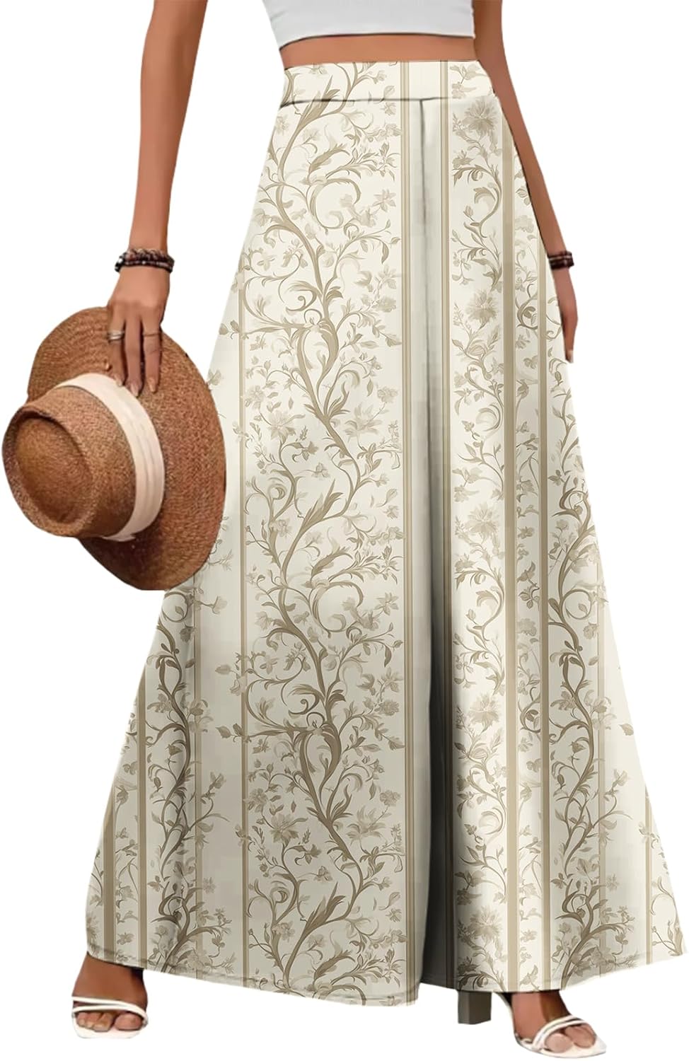 ZOCAVIA Women's Boho Wide Leg Pants - Lightweight High Waisted Palazzo Trousers with Pockets | Summer Casual Style