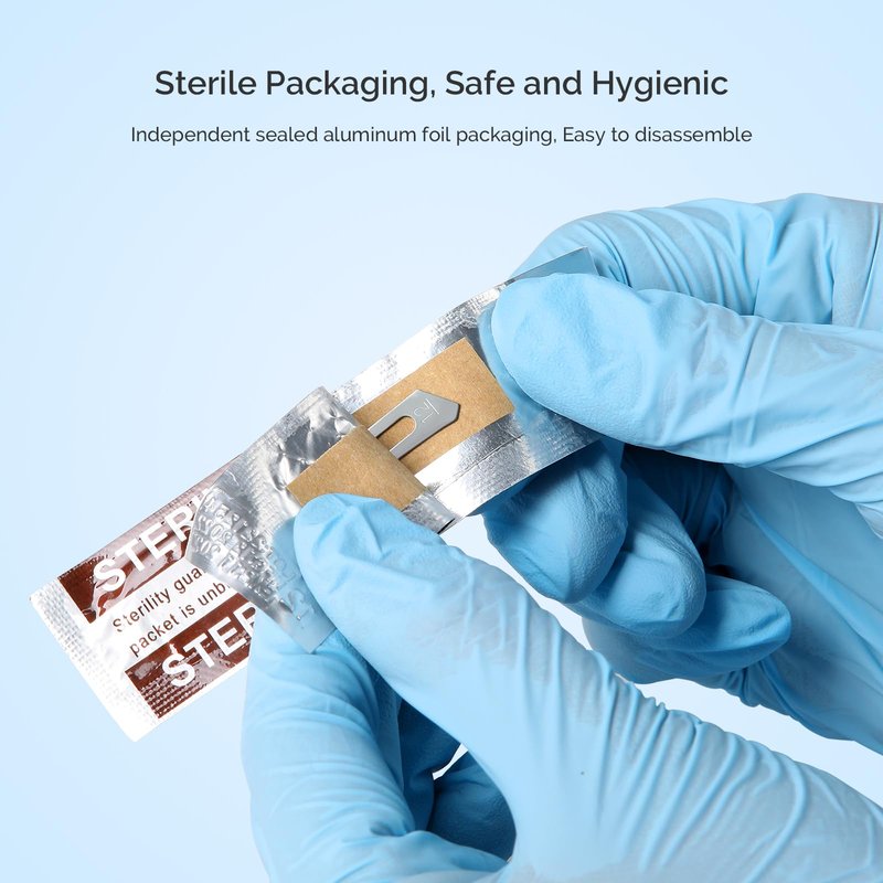 JMU 100pcs Sterile Surgical Blades #12, Disposable Stainless Steel Scalpel Blades, Individually Foil Wrapped