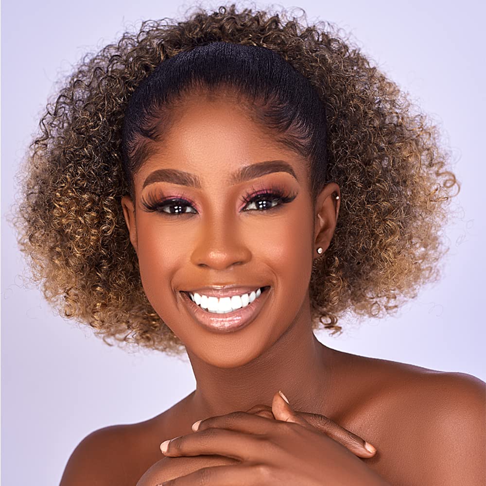 Kinky Curly Drawstring Ponytail Extension - Afro Puff Hairpiece for Black Women | Synthetic Short Bun (2#)