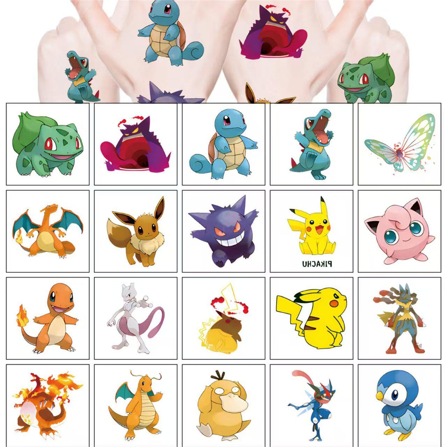 20 Pcs Cute Cartoon Temporary Tattoos for Teens - Waterproof Cartoon Stickers,Cute Monster Party Favors, Reusable Fake Tattoos for Boys Girls Birthday Party Supplies