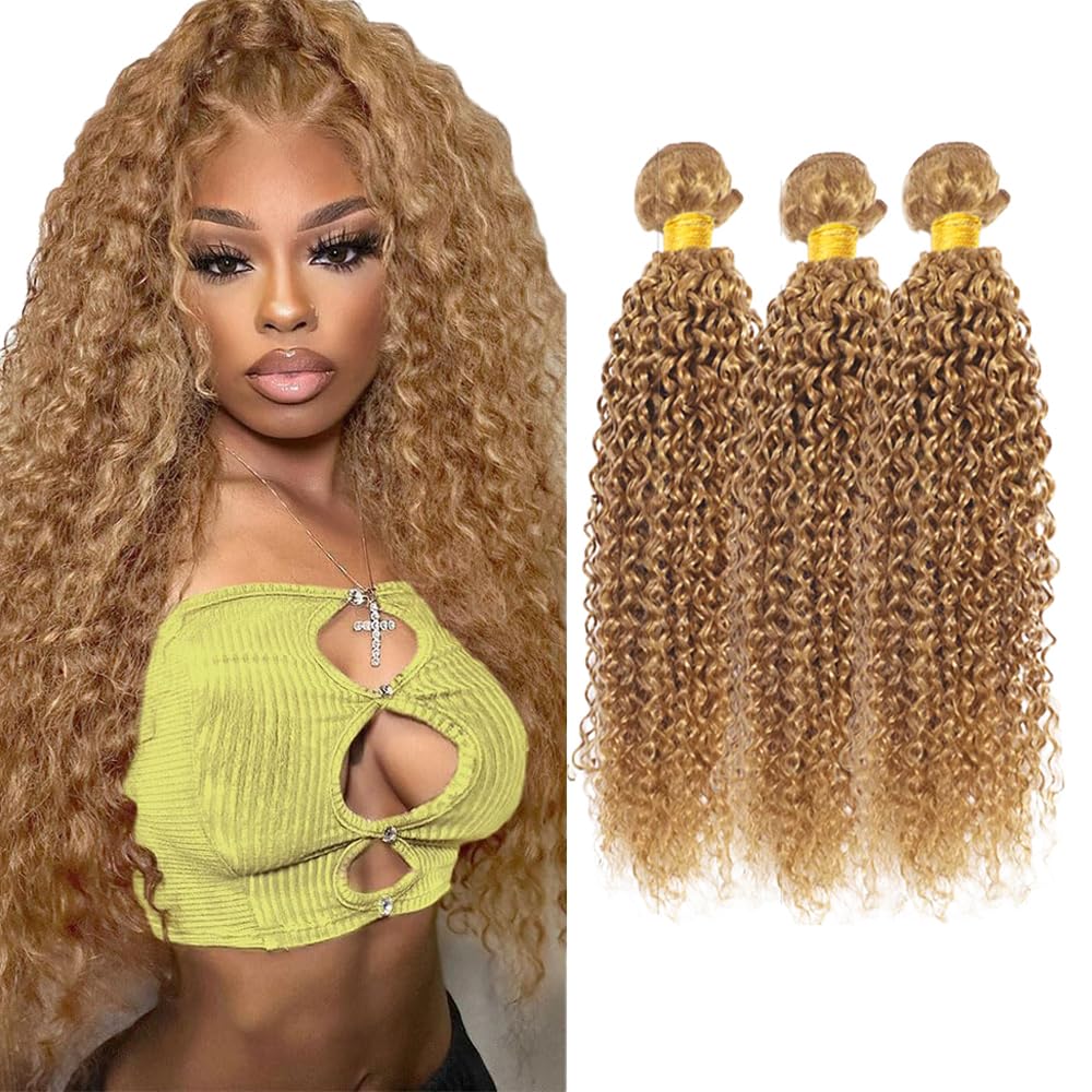 Color 27 Bundles Human Hair Blonde Deep Wave Bundle Peruvian Virgin Remy Hair 3 Bundles 26 26 26 Inch Honey Blonde Bundle Hair Weave 300g