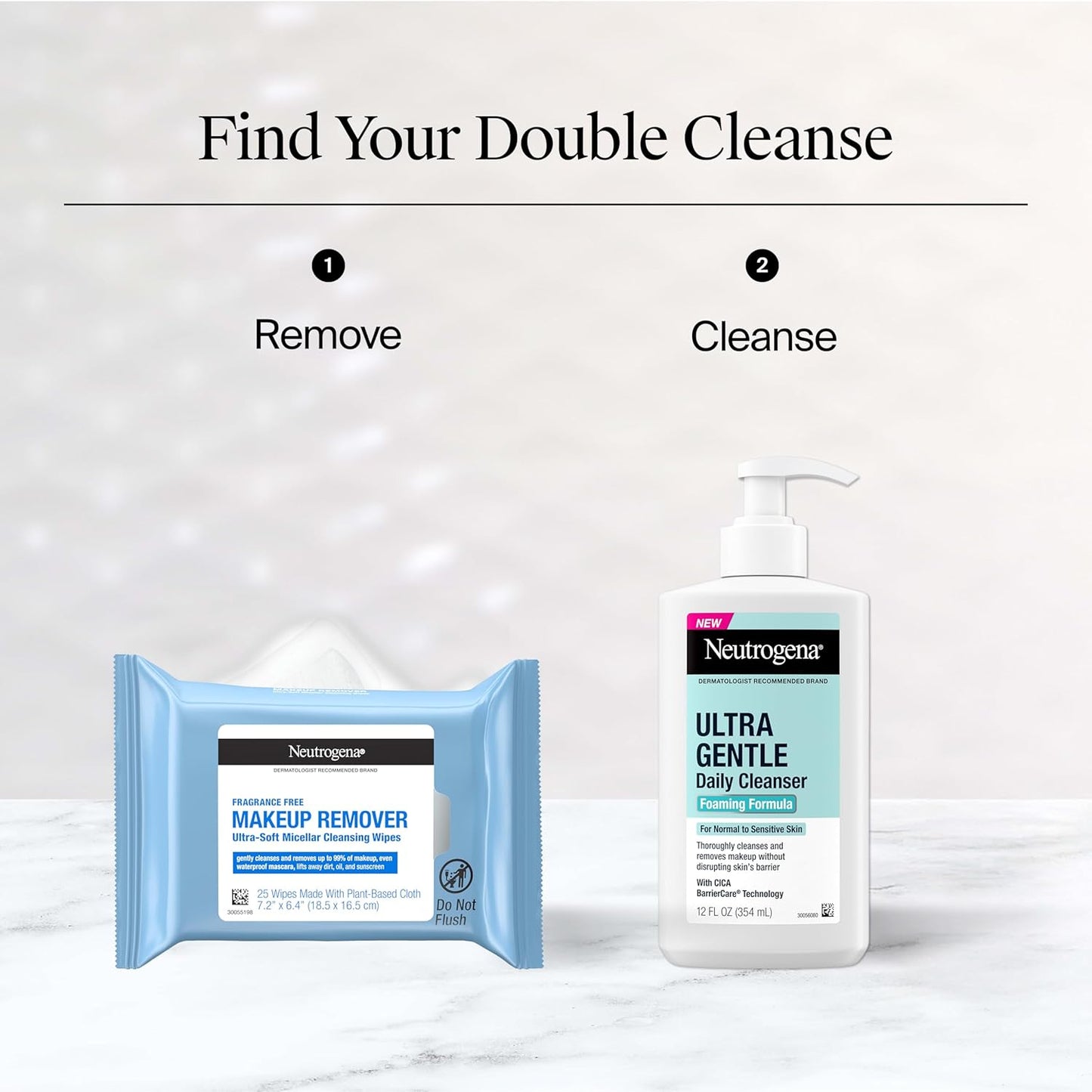 Neutrogena Makeup Remover Micellar Wipes - Gentle Oil & Dirt Removal | 50 Count (2 Packs)