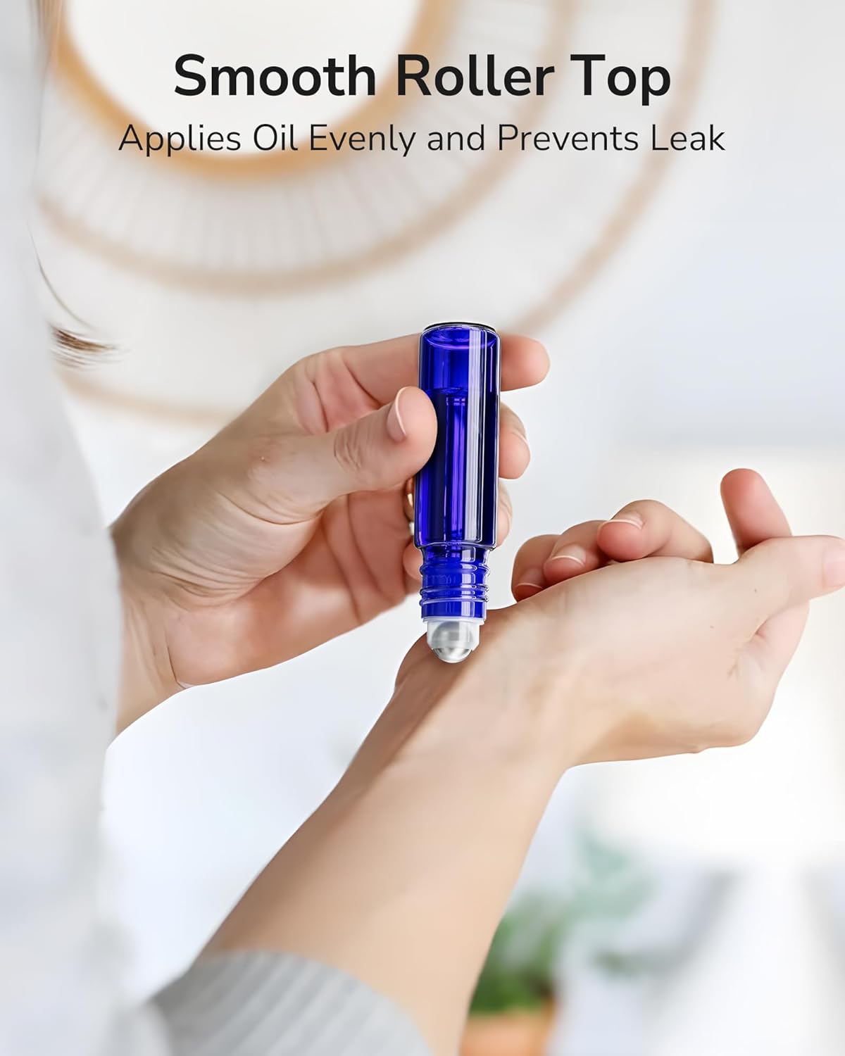 Essential Oil Roller Bottles - 48 Pack 10ml Cobalt Blue Glass with Stainless Steel Roller Balls | Includes 10 Extra Roller Balls & Labels