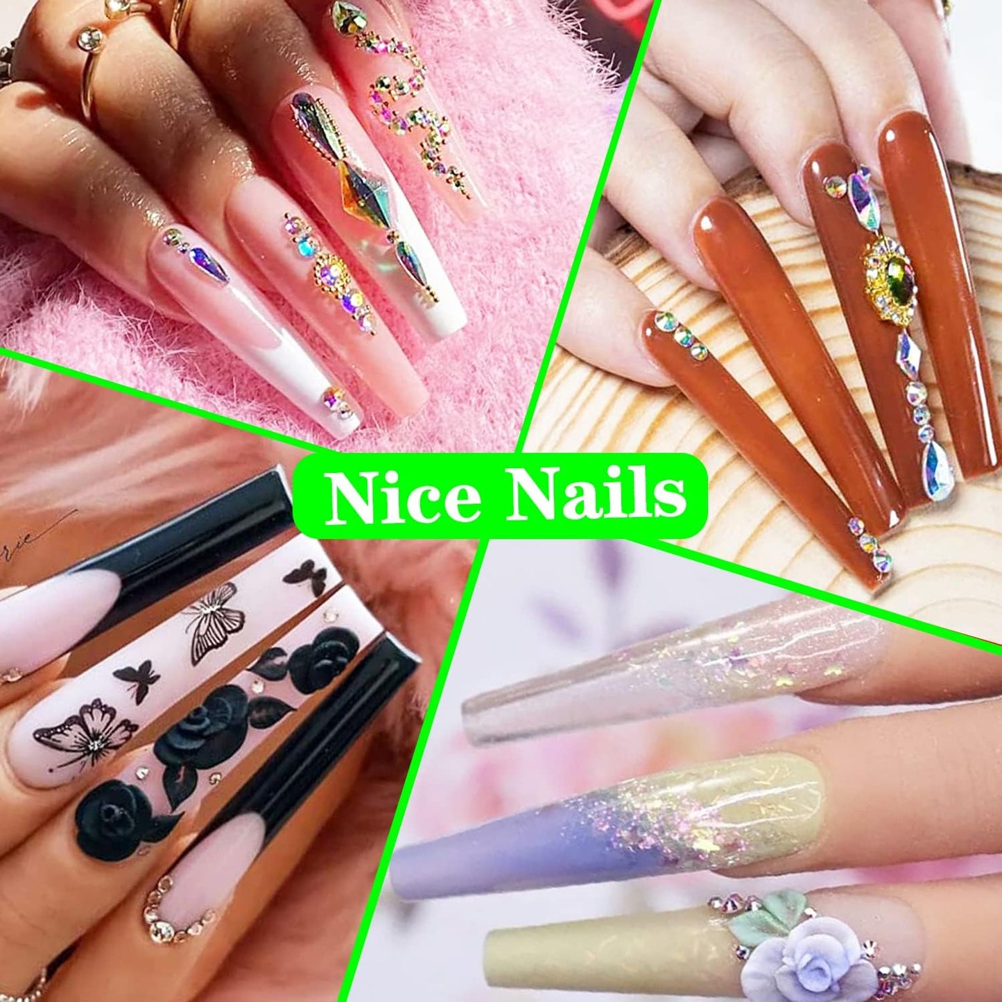 Coffin Nail Tips - 600PCS No C Curve Acrylic Nail Tips | XXXL Clear, 12 Sizes for Salons & DIY