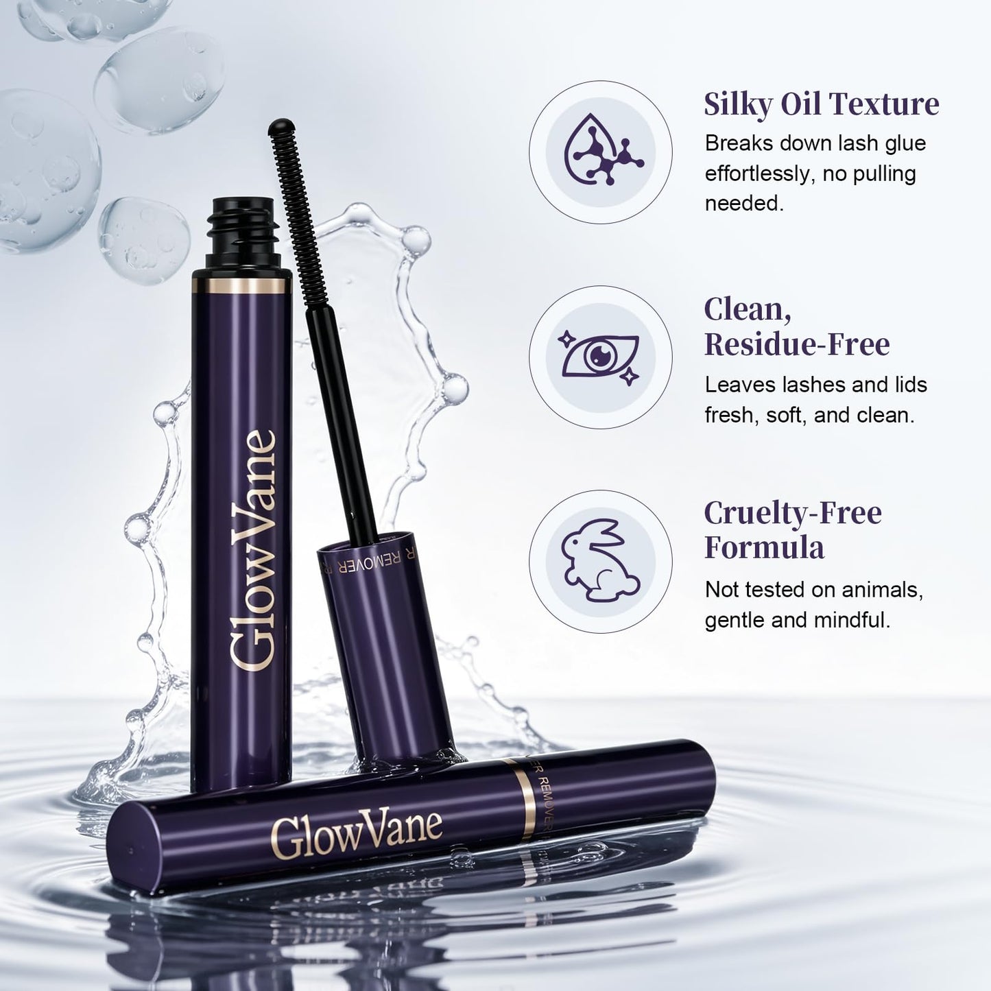 GlowVane Lash Remover for Lash Extensions, Eyelash Glue Remover for Lash Clusters, Gentle Lash Cluster Remover for Bond and Seal Lash Glue, DIY Non-irritating Cluster Lash Glue Remover at Home (5ml)
