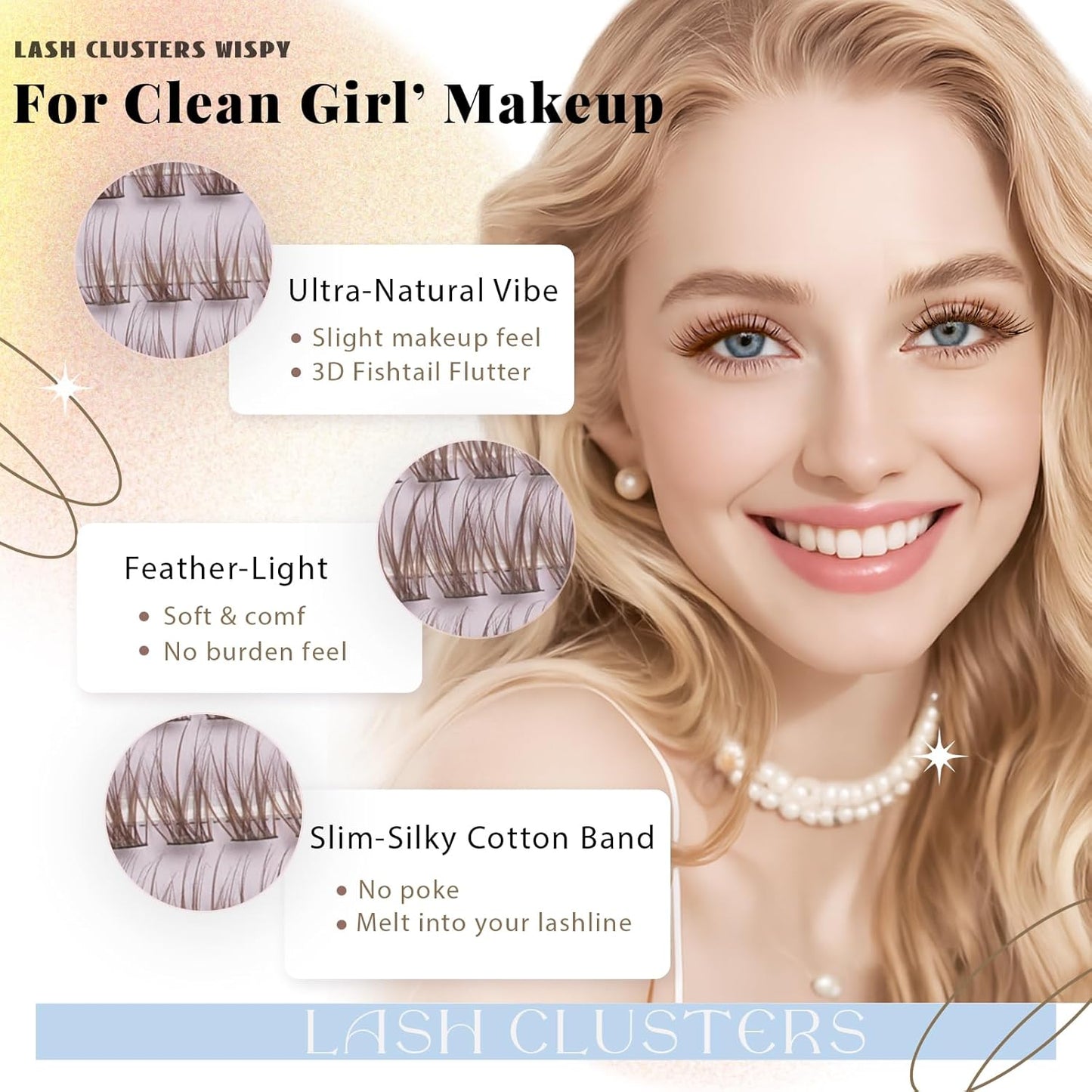 Natural Wispy Lash Cluster Eyelash Extensions - 320 Pcs C Curl 10-16mm Fluffy Individual False Eyelashes | DIY Thin Band for Beginners